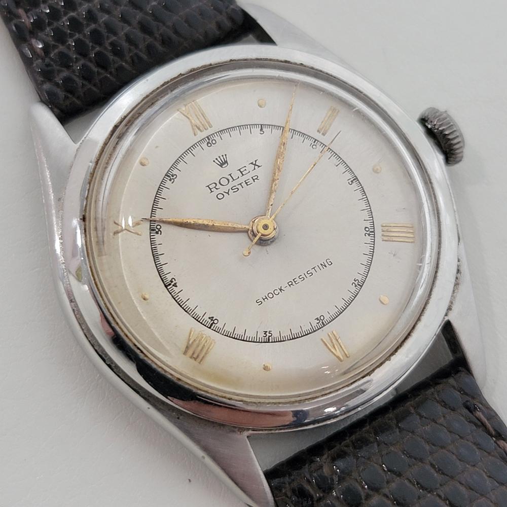 Rolex Oyster Ref 4499 34m Herren Handaufzug 1940s Schweizer Vintage By RA582 im Zustand „Hervorragend“ im Angebot in Beverly Hills, CA