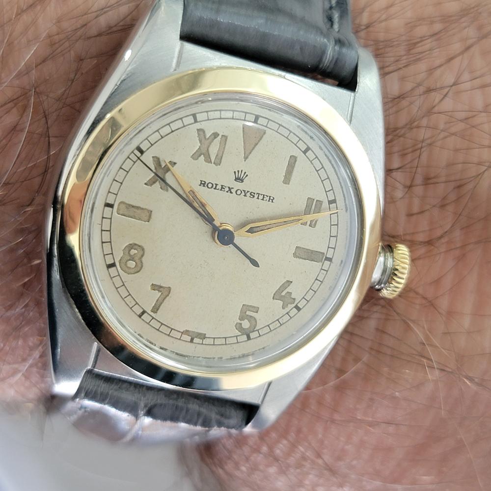 Rolex Oyster Ref 5010 14k SS 31m Bubbleback Mens 1940s Vintage Automatic RA641 im Angebot 9