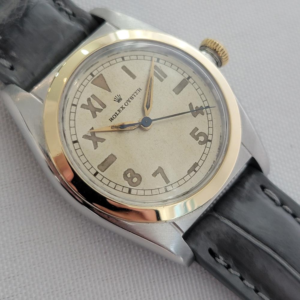 Rolex Oyster Ref 5010 14k SS 31m Bubbleback Mens 1940s Vintage Automatic RA641 im Zustand „Hervorragend“ im Angebot in Beverly Hills, CA