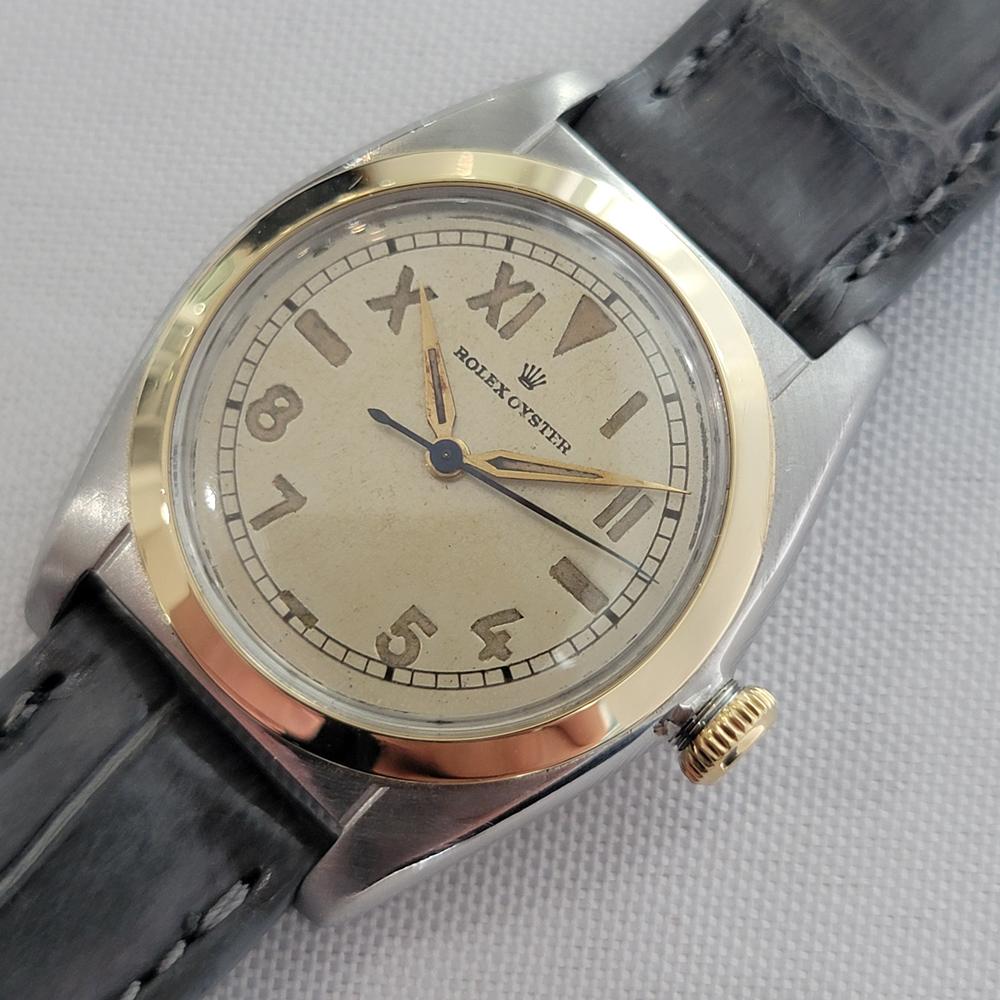 Rolex Oyster Ref 5010 14k SS 31m Bubbleback Mens 1940s Vintage Automatic RA641 Herren im Angebot