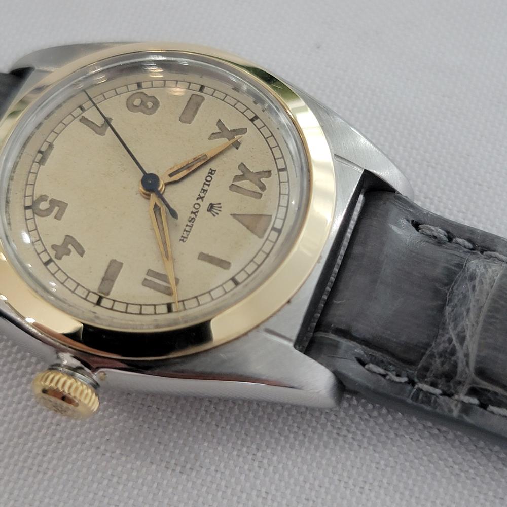 Rolex Oyster Ref 5010 14k SS 31m Bubbleback Mens 1940s Vintage Automatic RA641 im Angebot 2