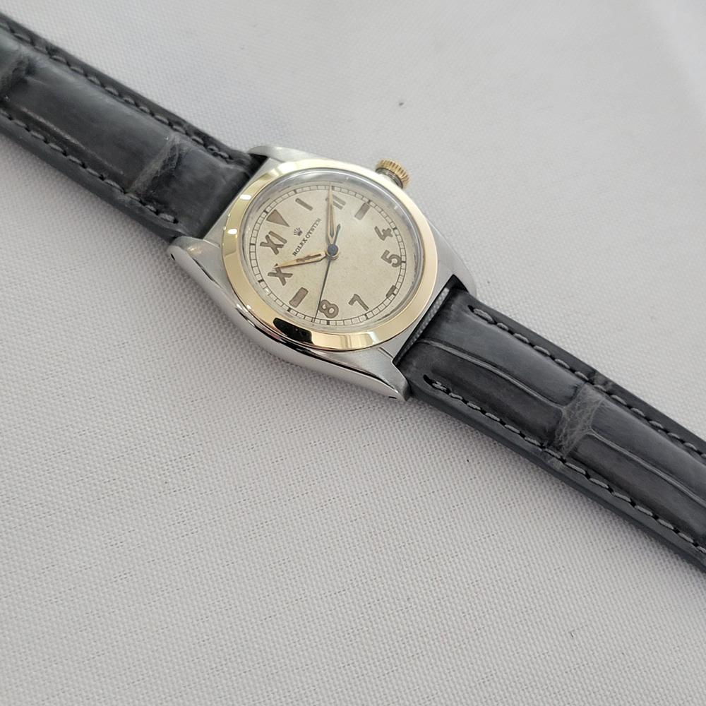Rolex Oyster Ref 5010 14k SS 31m Bubbleback Mens 1940s Vintage Automatic RA641 im Angebot 3