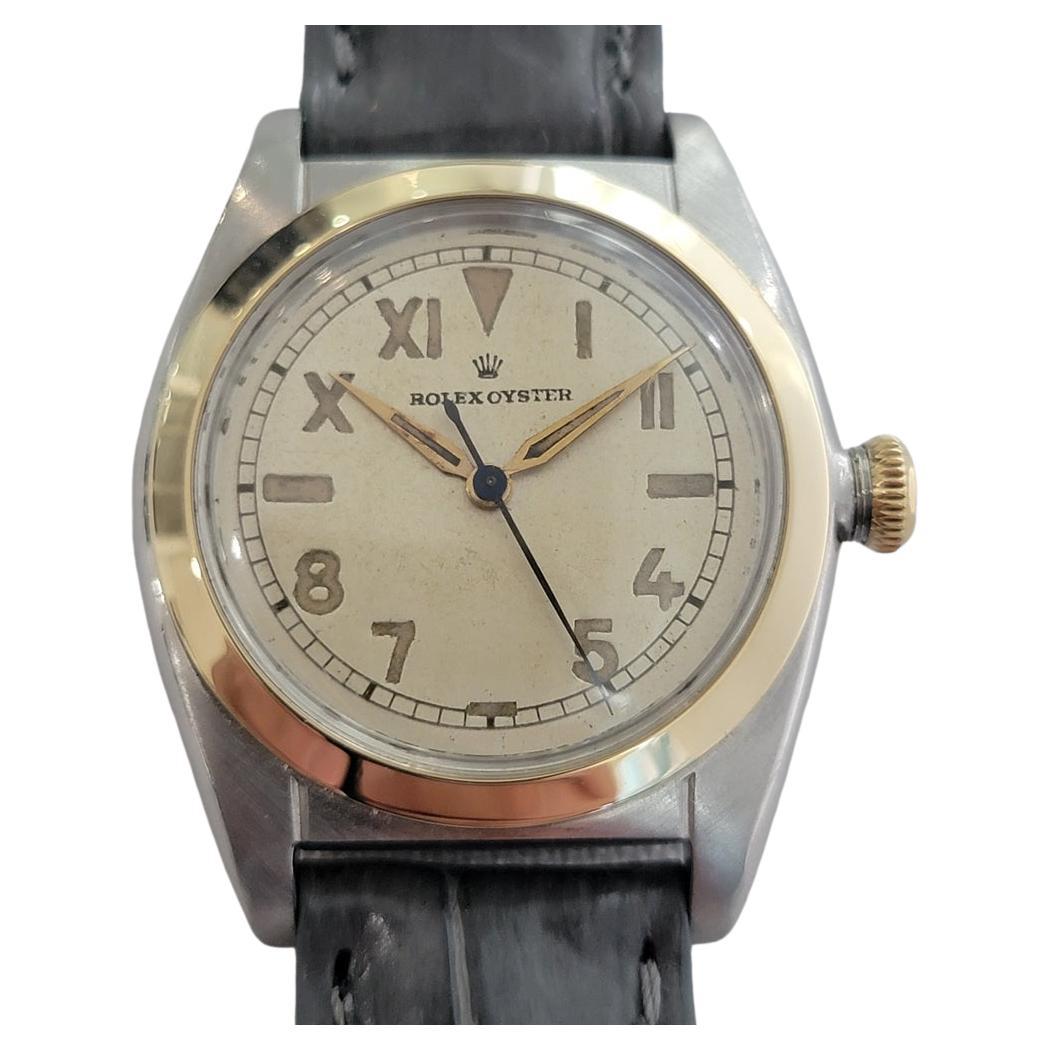 Rolex Oyster Ref 5010 14k SS 31m Bubbleback Mens 1940s Vintage Automatic RA641