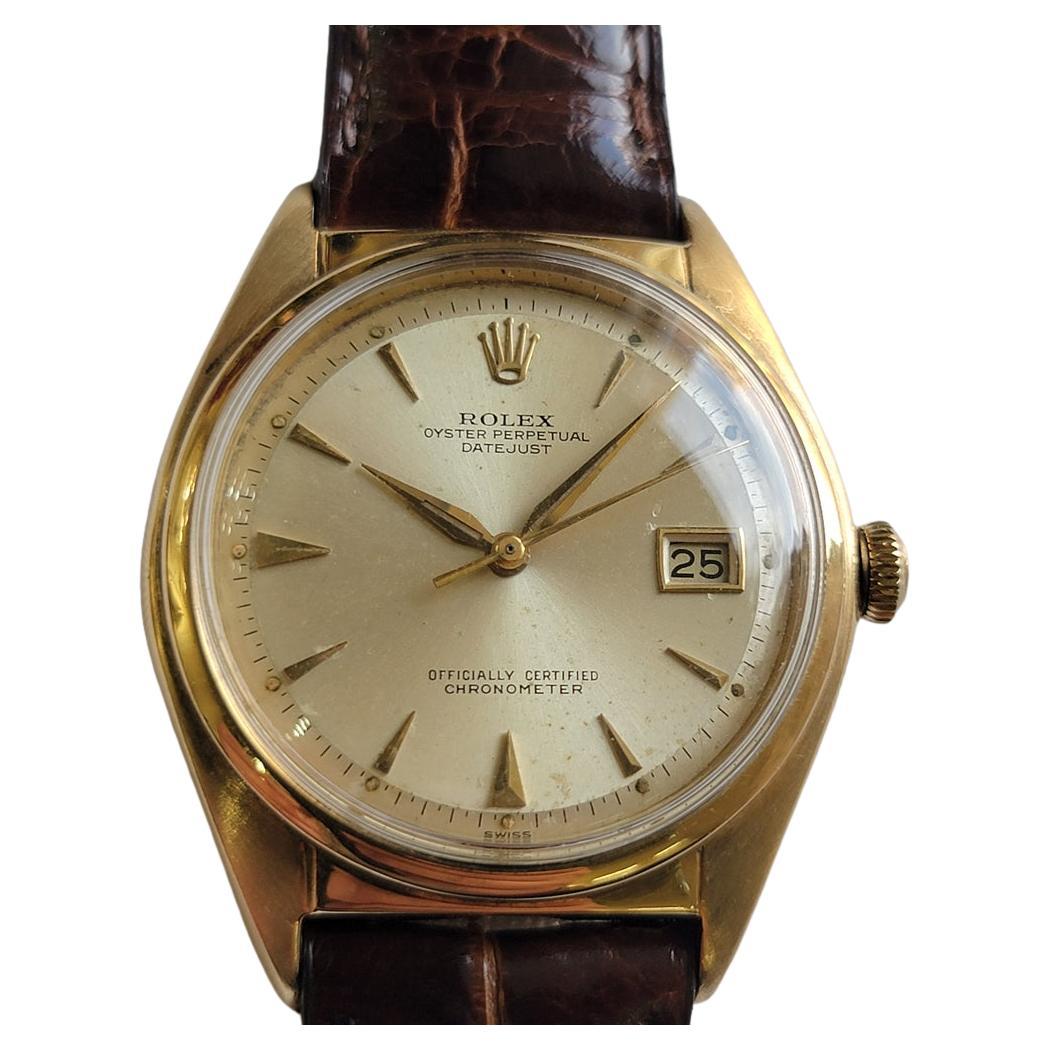 Rolex Oyster Ref 5030 18k Gold Mens 36mm 1940s Big Bubble Automatic Rare RA700 en vente