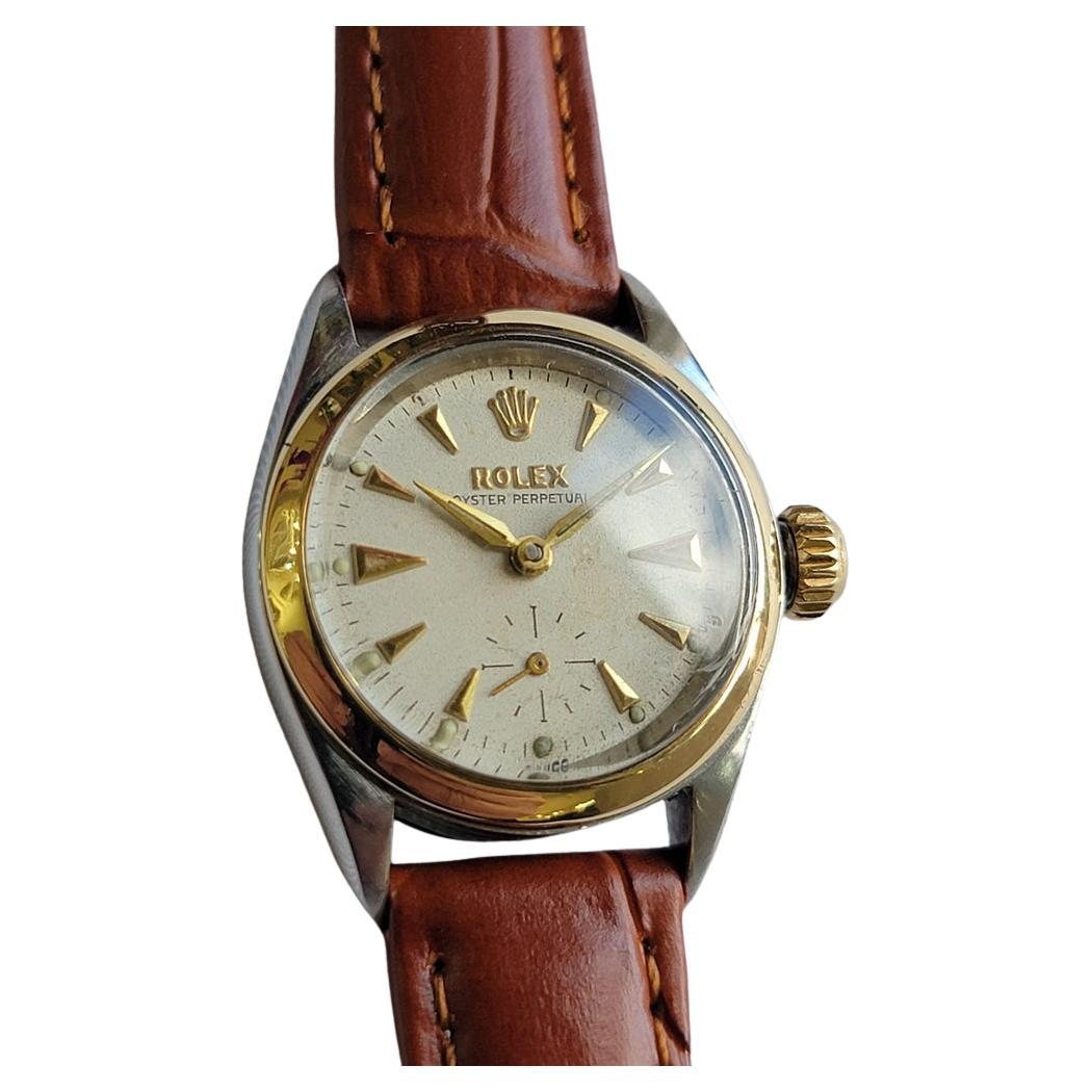 Rolex Oyster Ref 6504 Oro 14k SS 25mm 1960 Ladies Bubble Back Automatic RA697 in vendita