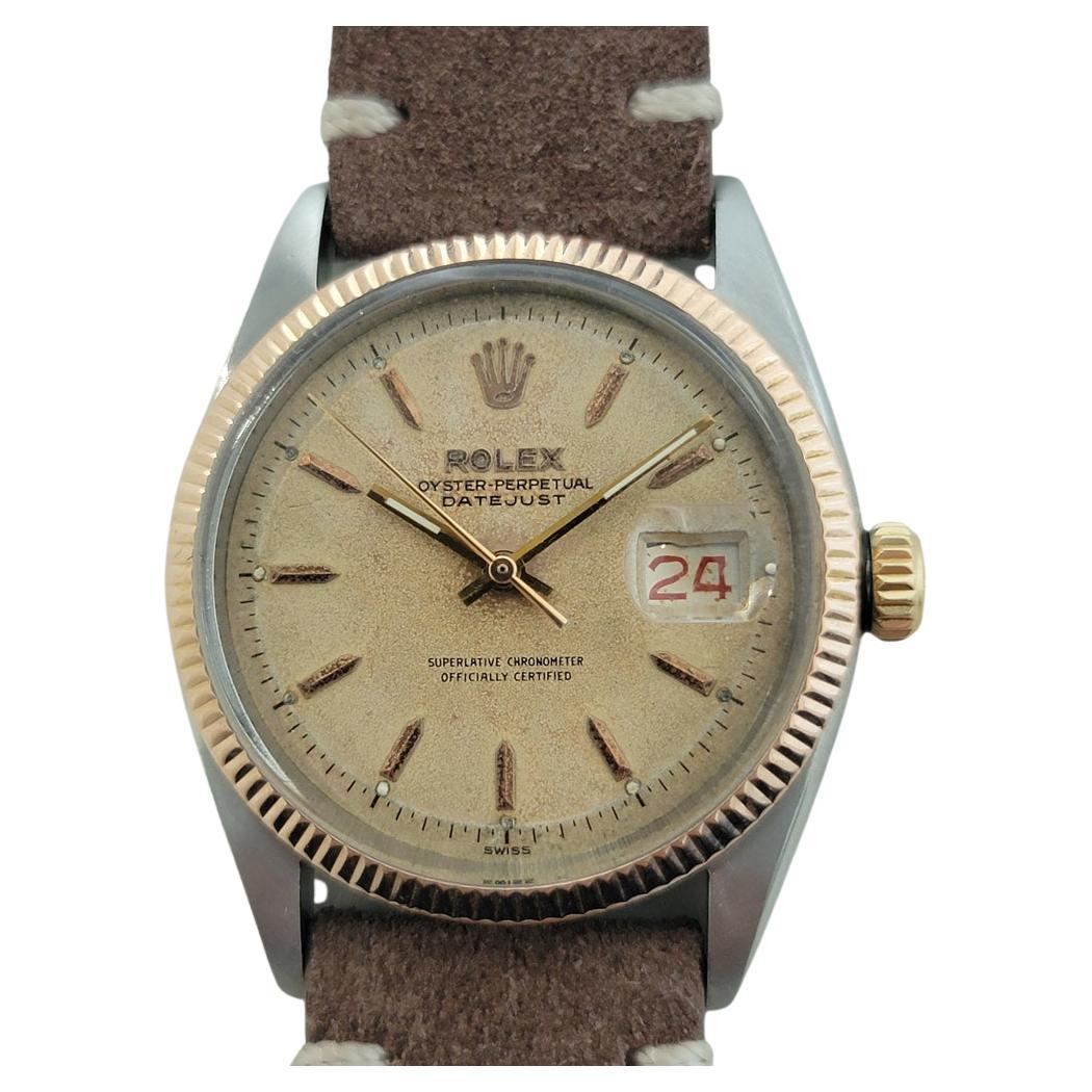 Rolex Oyster Ref 6605 Datejust Mens 1950s 36mm Automatik w Roulette Rad RA625