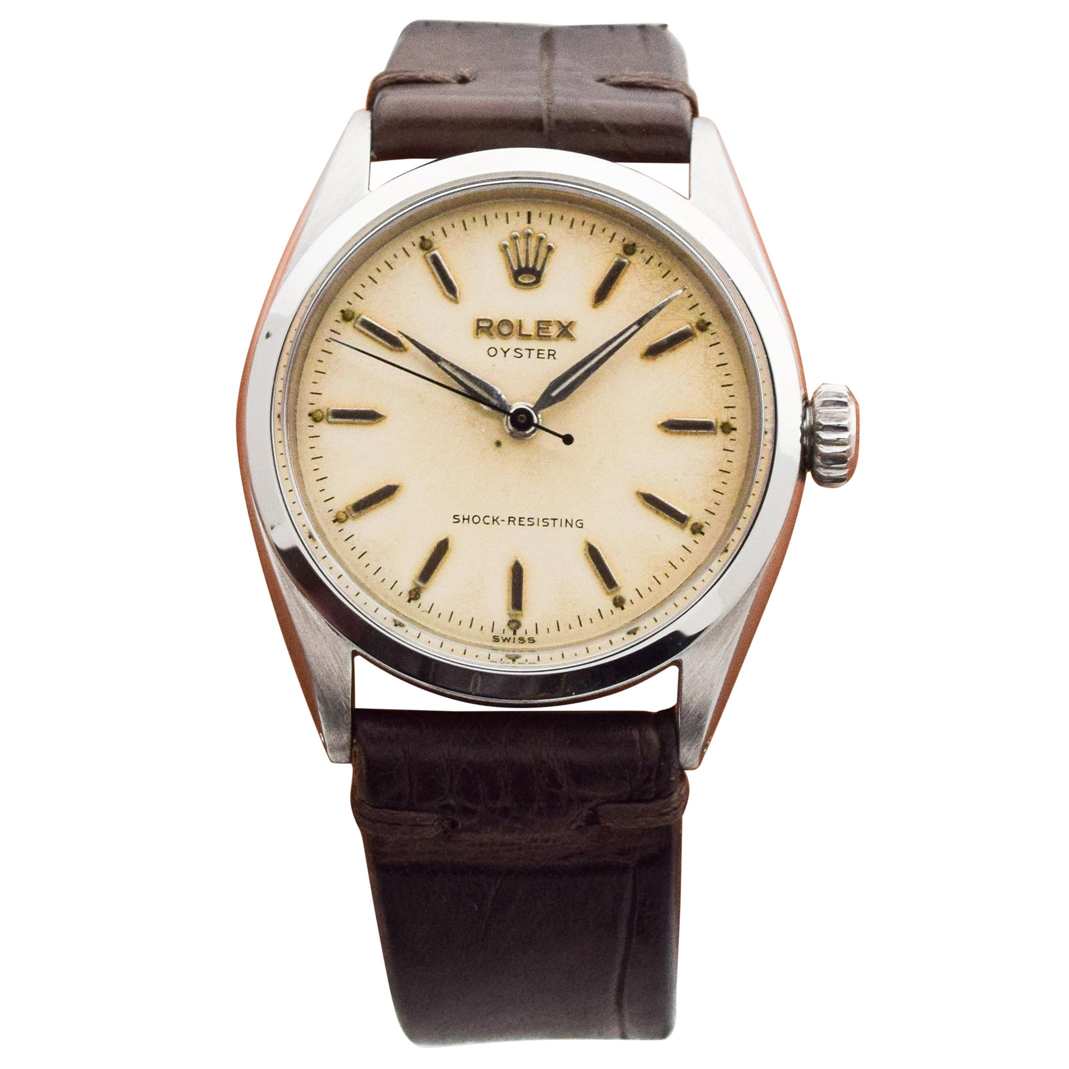 Rolex Oyster Reference 6480 Stainless Steel Watch, 1955 For Sale