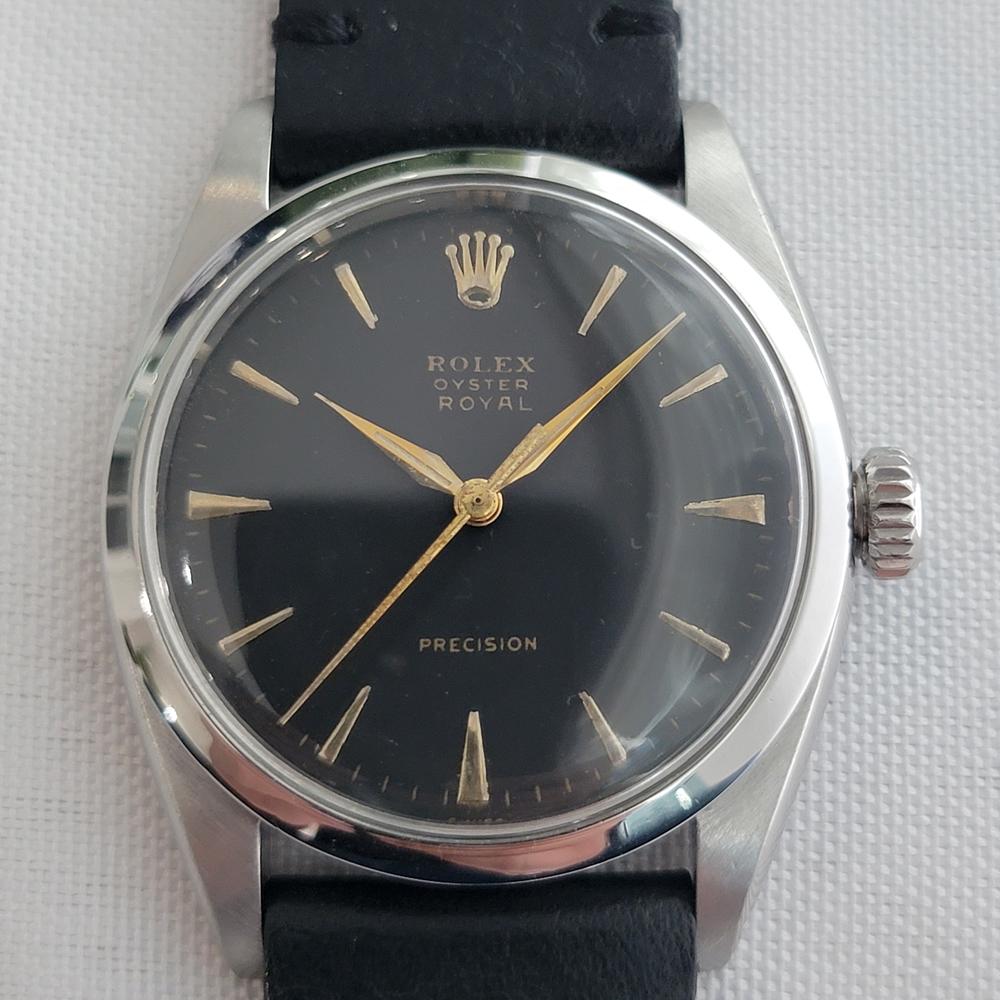 Clásico vintage, Rolex Oyster Royal Precision Ref.6426 manual de hombre, c.1959, en excelente estado de funcionamiento. Verificado auténtico por un maestro relojero. Preciosa esfera negra firmada por Rolex, índices de oro aplicados, manecillas de