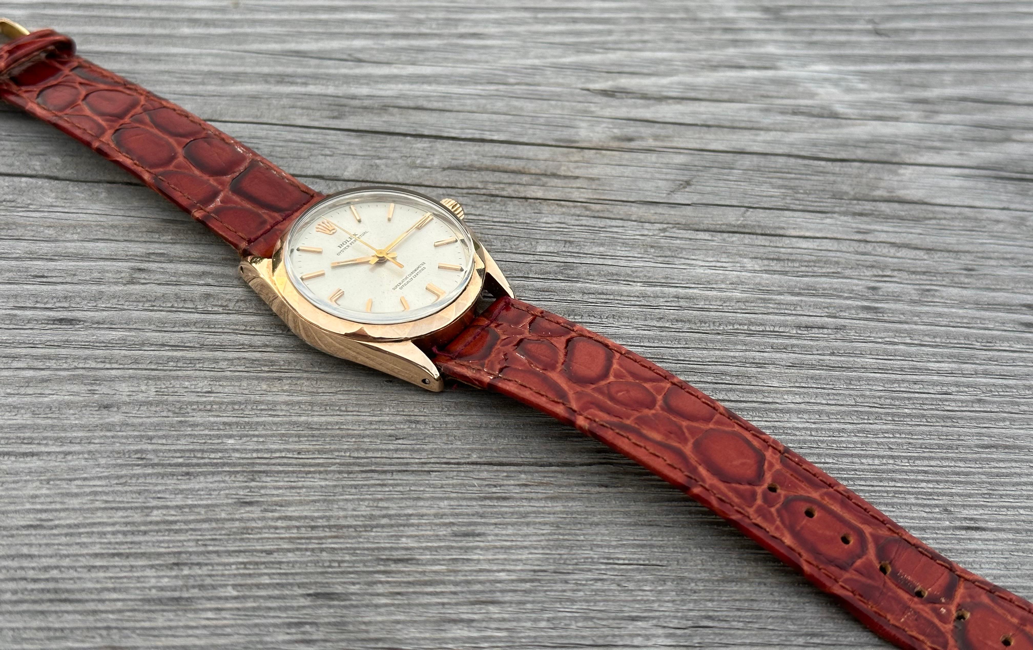 Rolex Oyster Speedking 6418 Waffle Dial Gold Top 31mm Precision 50's Watch 4
