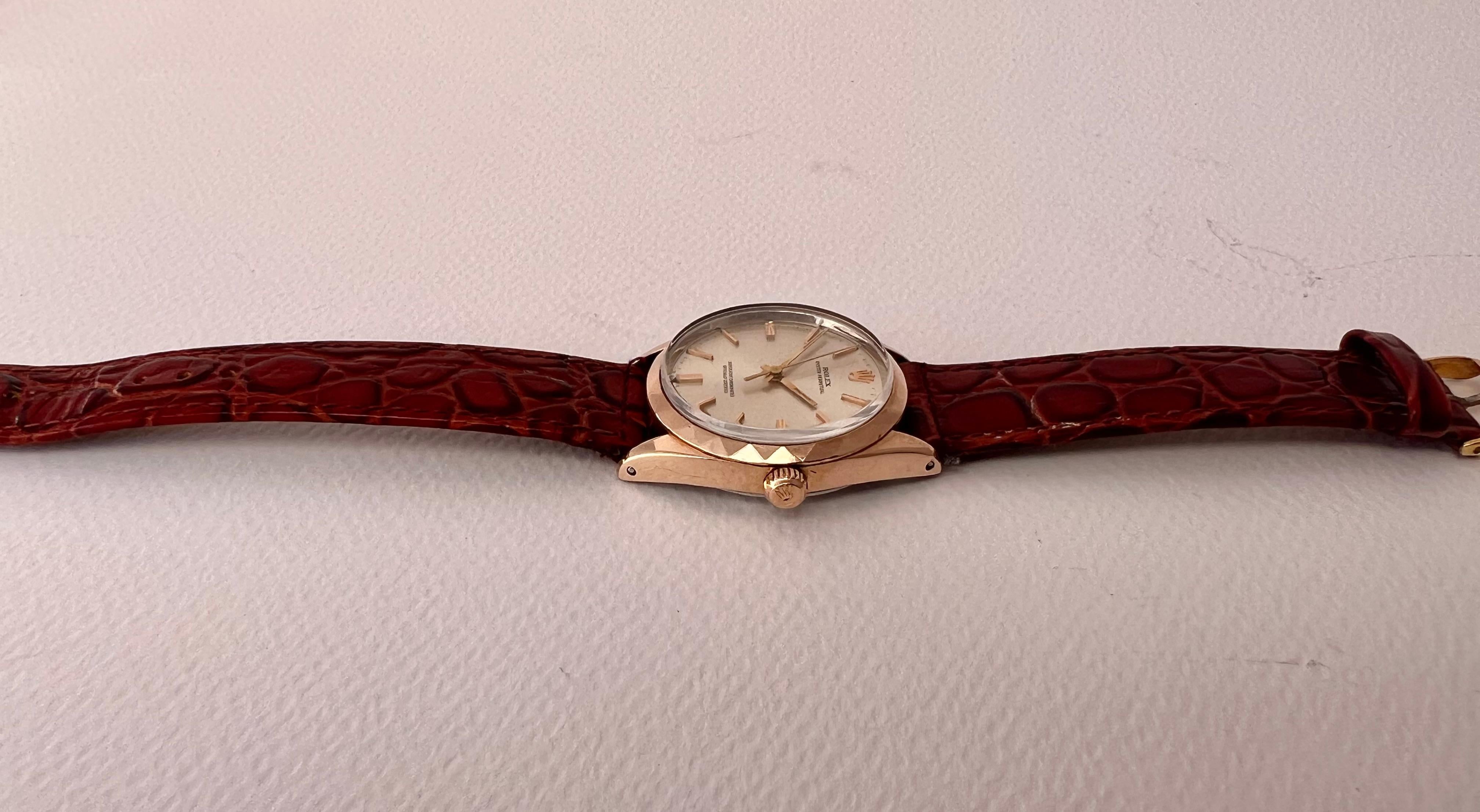 Rolex Oyster Speedking 6418 Waffle Dial Gold Top 31mm Precision 50's Watch 10