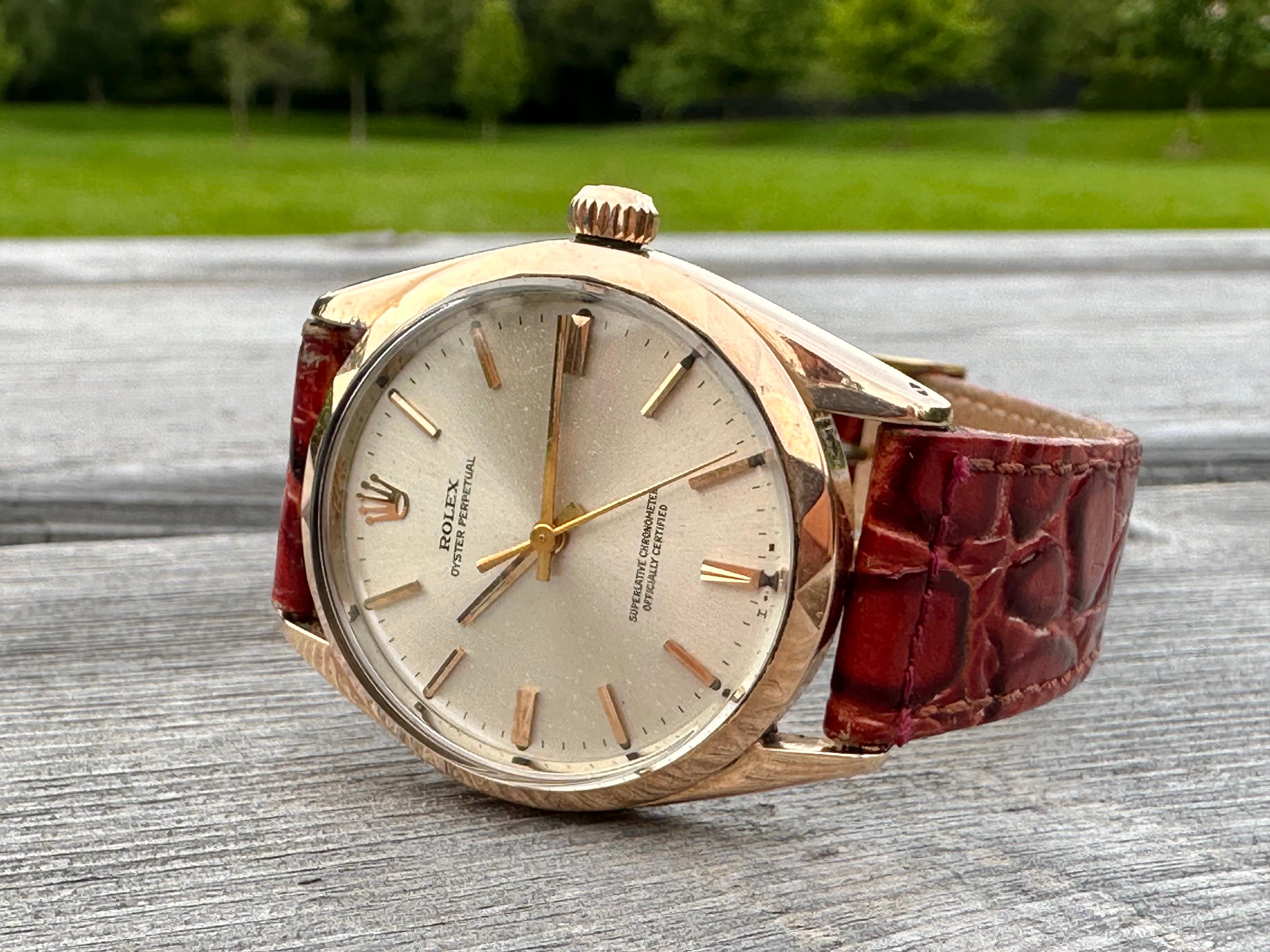 Men's Rolex Oyster Speedking 6418 Waffle Dial Gold Top 31mm Precision 50's Watch