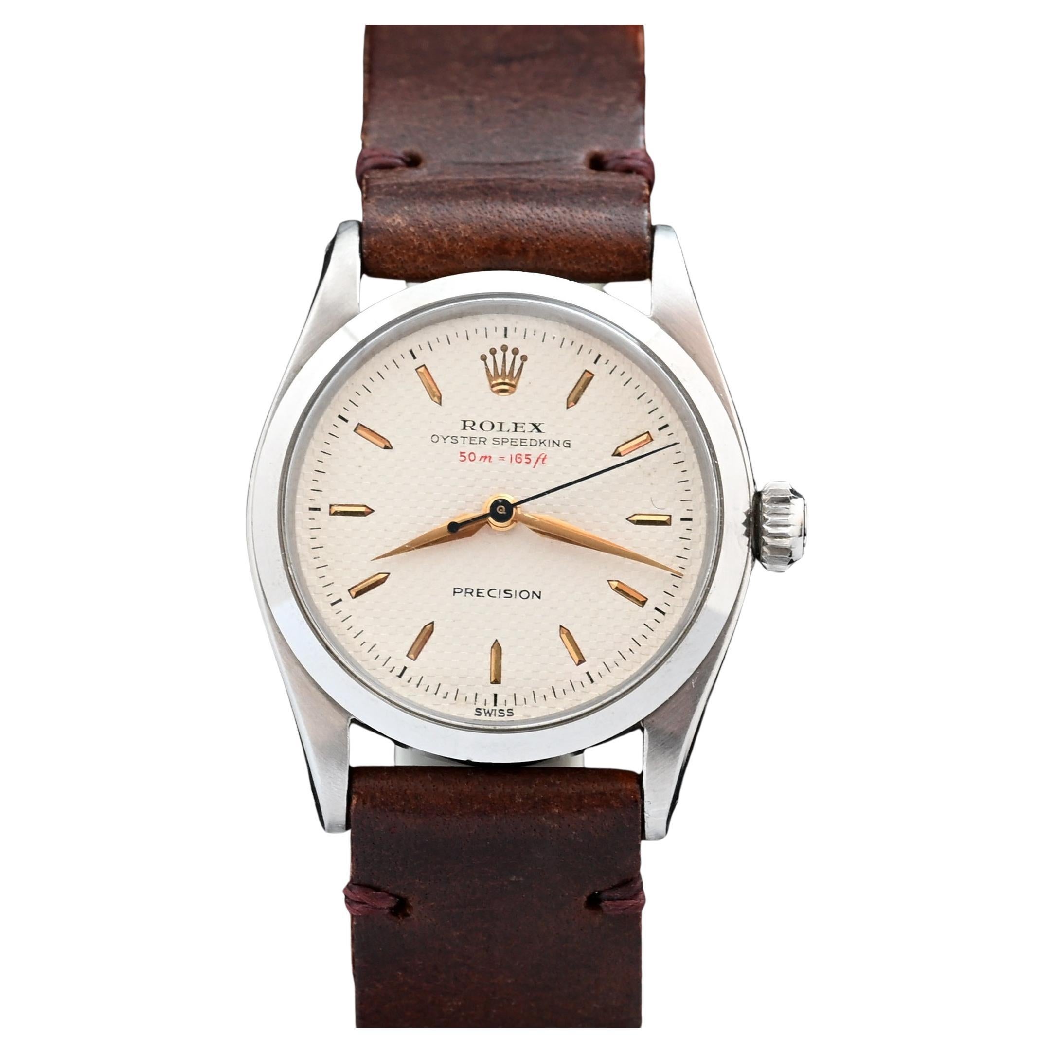 Rolex Oyster Speedking Manual Red Depth Honeycomb Dial 6420, 1955's For Sale