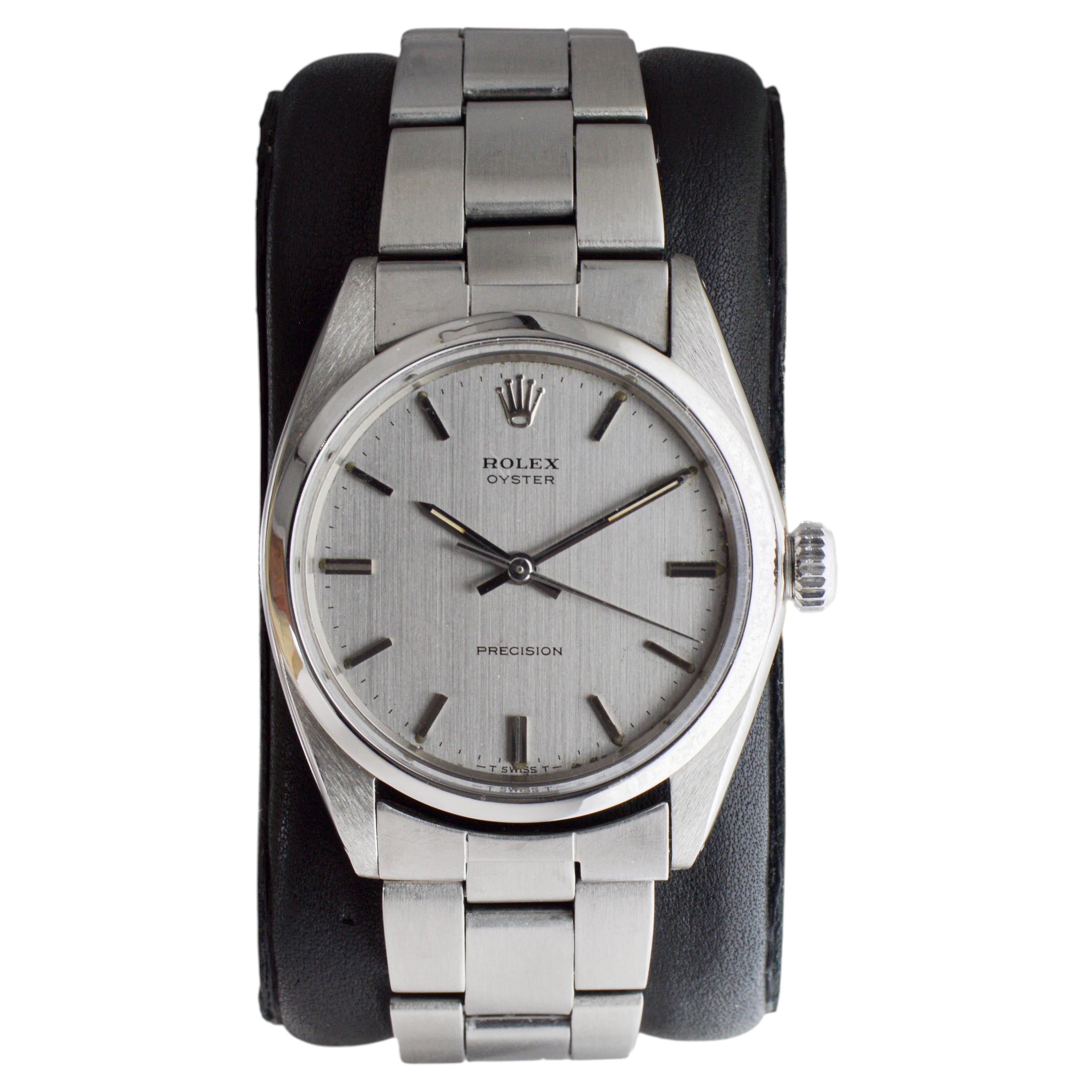 Rolex Oyster Stainless Steel with Custom Made Silvered Brushed Dial circa 1960's