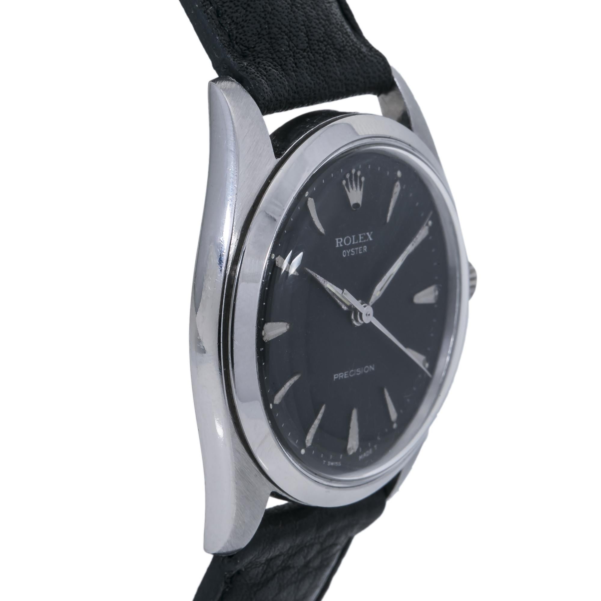 Modern Rolex Oyster Vintage 6426 Men's Watch Matte Black Silver Print