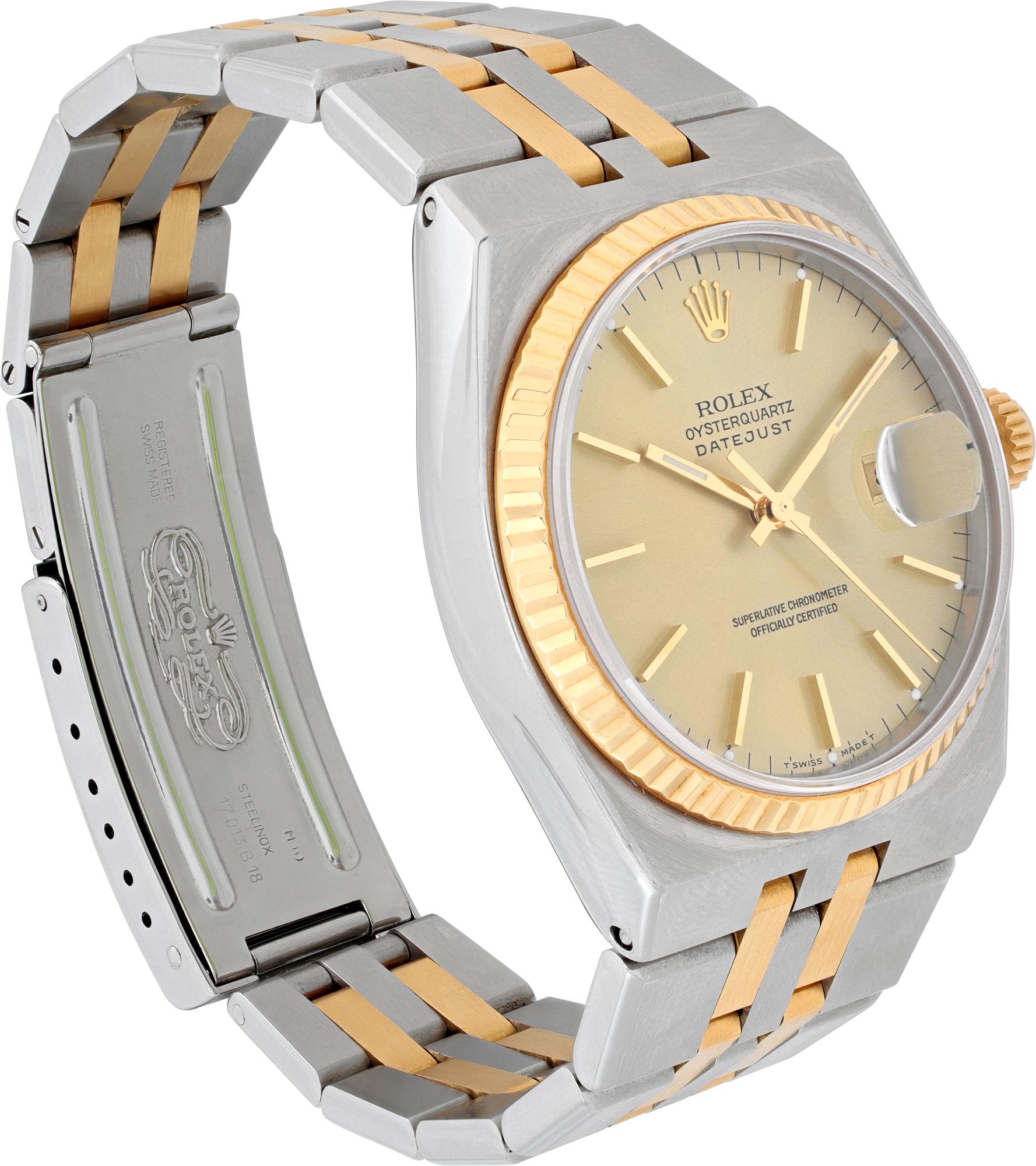 Rolex Oyster Yellow Gold & Stainless Steel Quartz Wristwatch Ref 17013 In Excellent Condition In Surfside, FL