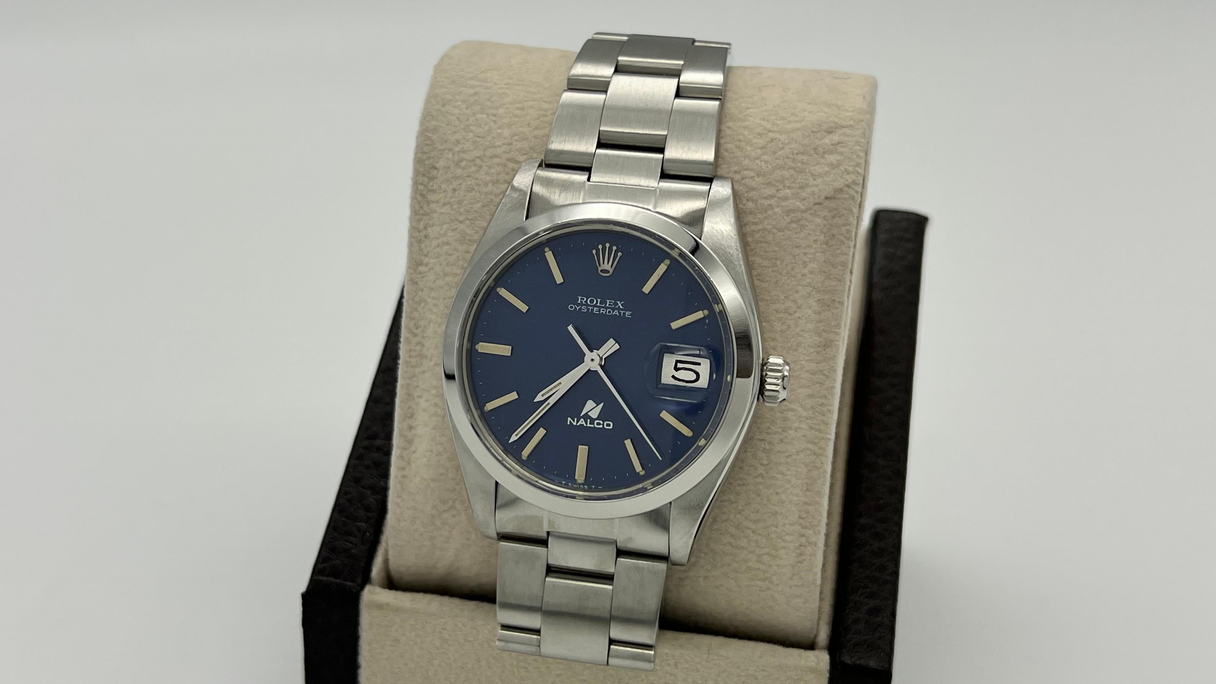 Rolex Oysterdate 6694 34mm Seltenes Nalco Blaues Zifferblatt Edelstahl 7