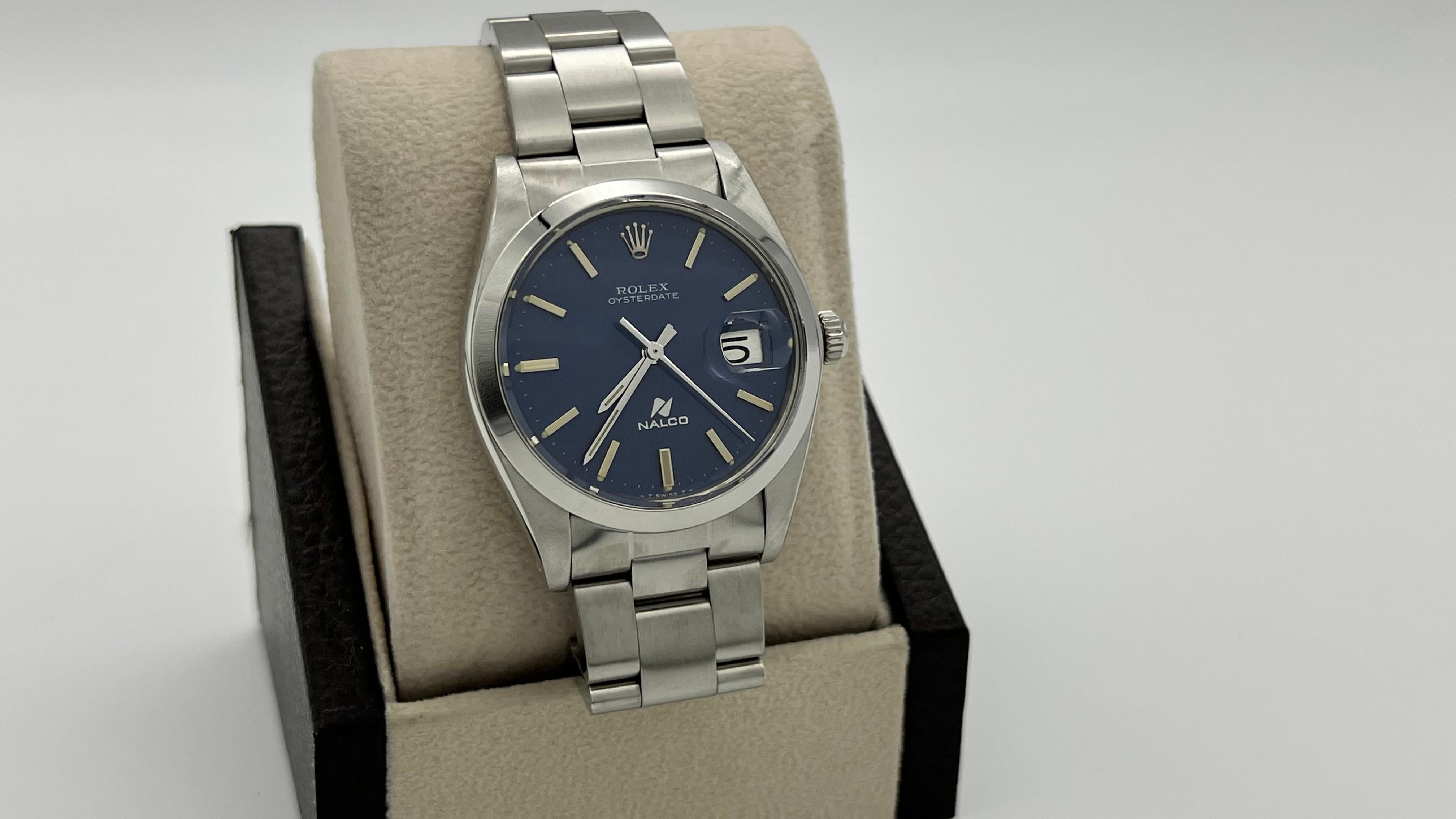 Rolex Oysterdate 6694 34mm Seltenes Nalco Blaues Zifferblatt Edelstahl 8