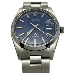 Rolex Oysterdate 6694 34mm Seltenes Nalco Blaues Zifferblatt Edelstahl