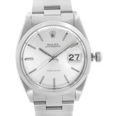 Rolex Oysterdate Precision Steel Silver Dial Manual Wind Mens Watch 6694