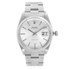 Retro Rolex Oysterdate Precision Steel Silver Dial Manual Wind Mens Watch 6694