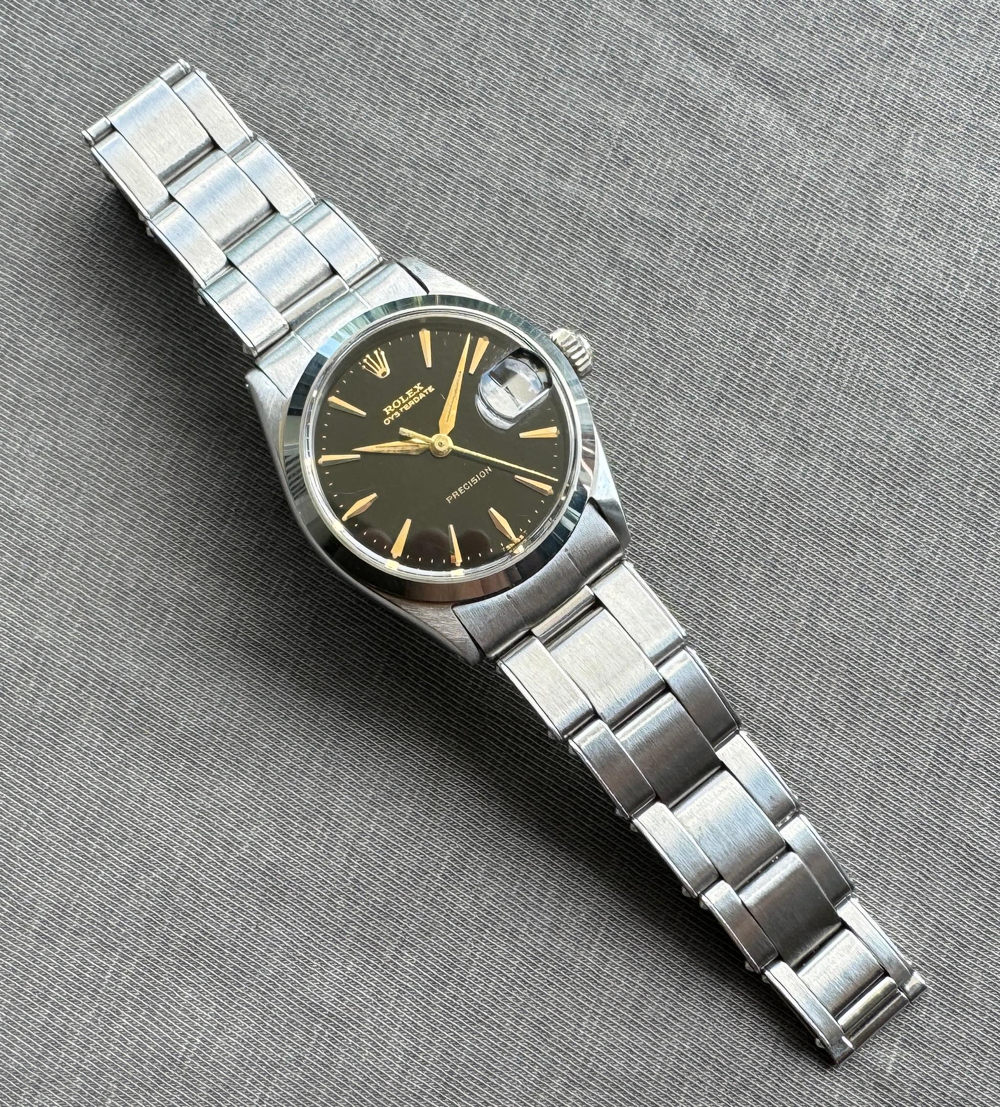 Rolex Oysterdate Precision 6466 Schwarzes Zifferblatt Seltene ausgezeichneter Zustand Uhr 6