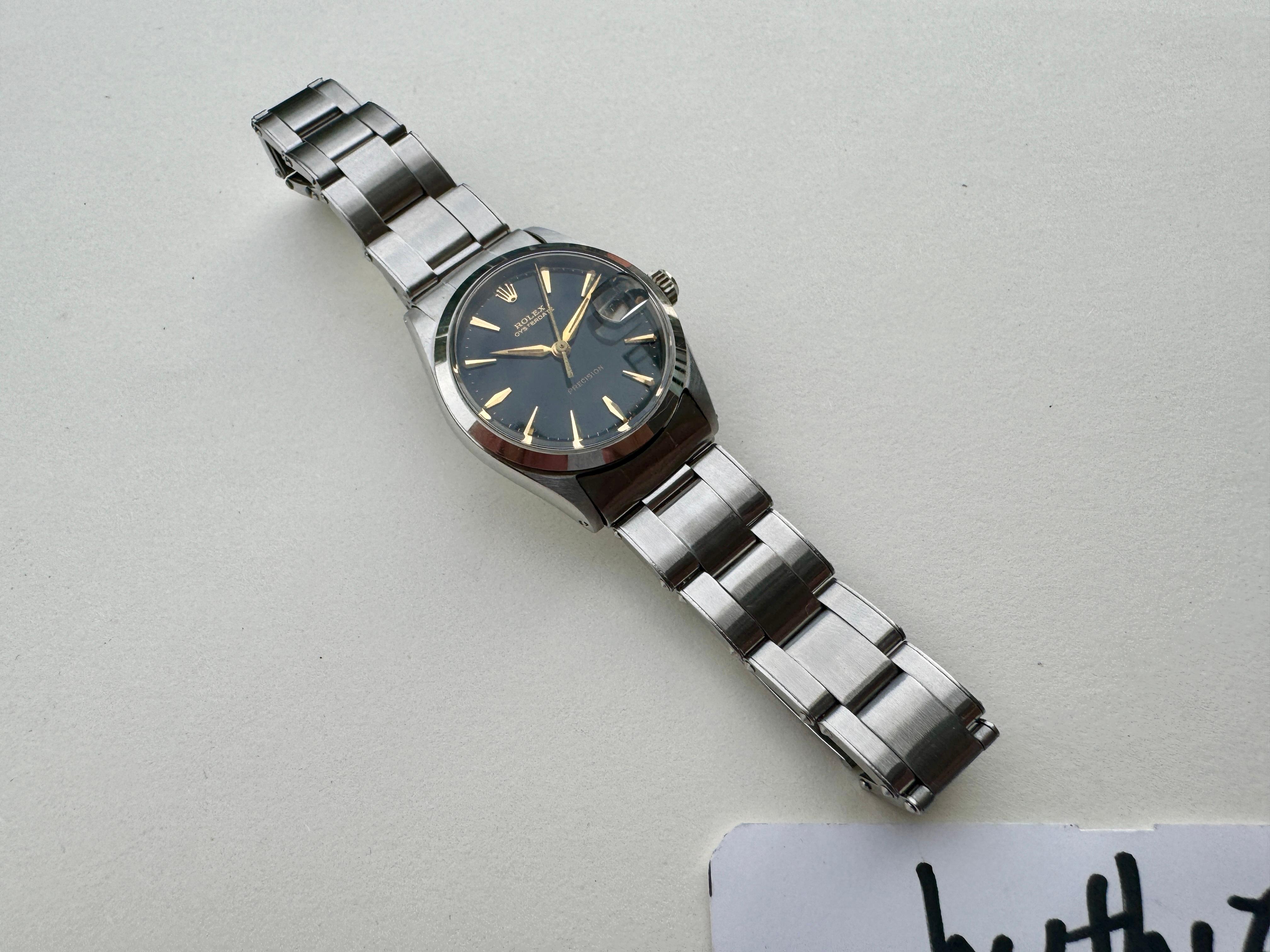 Rolex Oysterdate Precision 6466 Schwarzes Zifferblatt Seltene ausgezeichneter Zustand Uhr 12
