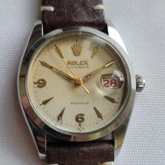 Rolex Oysterdate Precision 6494 34mm Mens 1950s Hand Wind Roulette Date RA191C