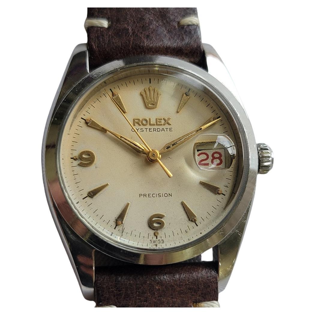 Rolex Oysterdate Precision 6494 34mm Hombre 1950 Viento Manual Ruleta Fecha RA191C