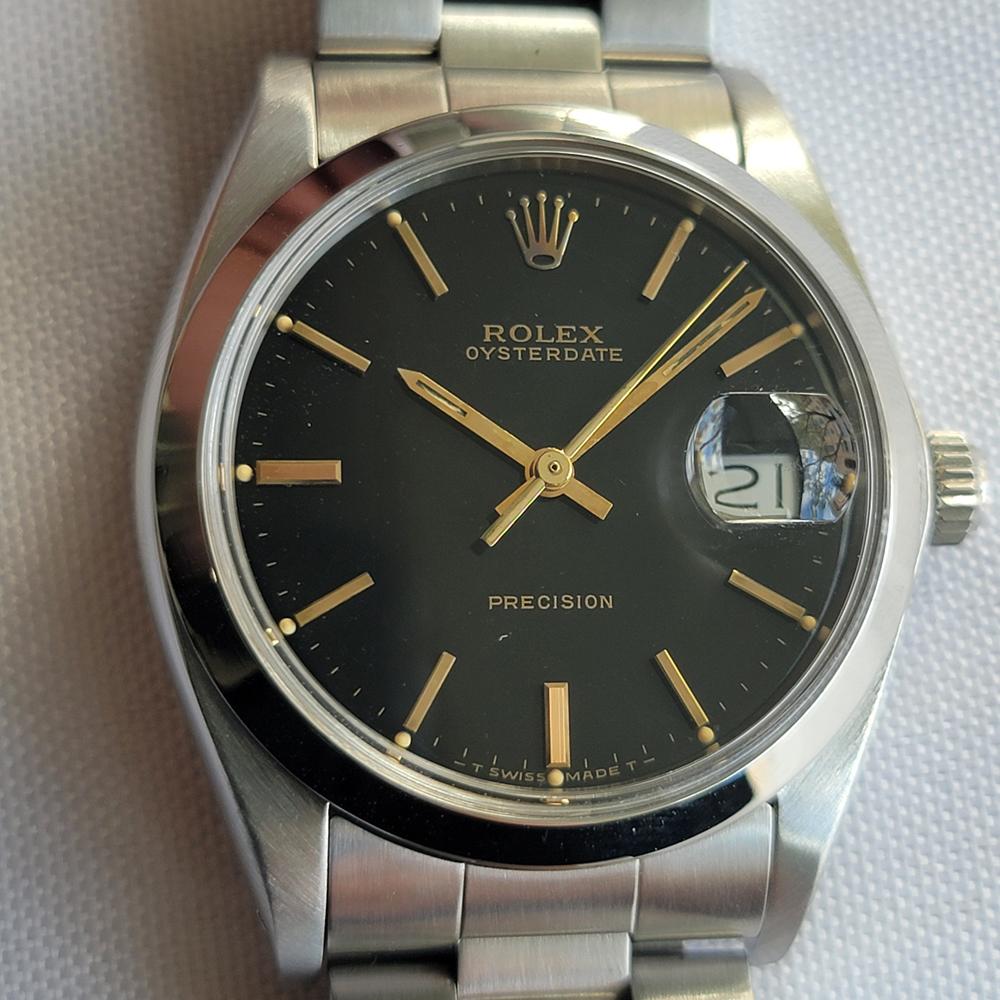 Iconic classic, Men's Rolex Oysterdate Precision ref. 6694 manual wind, c.1984, all original, in excellent working condition. Verified authentic by a master watchmaker. Gorgeous Rolex signed dial, applied index hour markers, gilt minute and hour