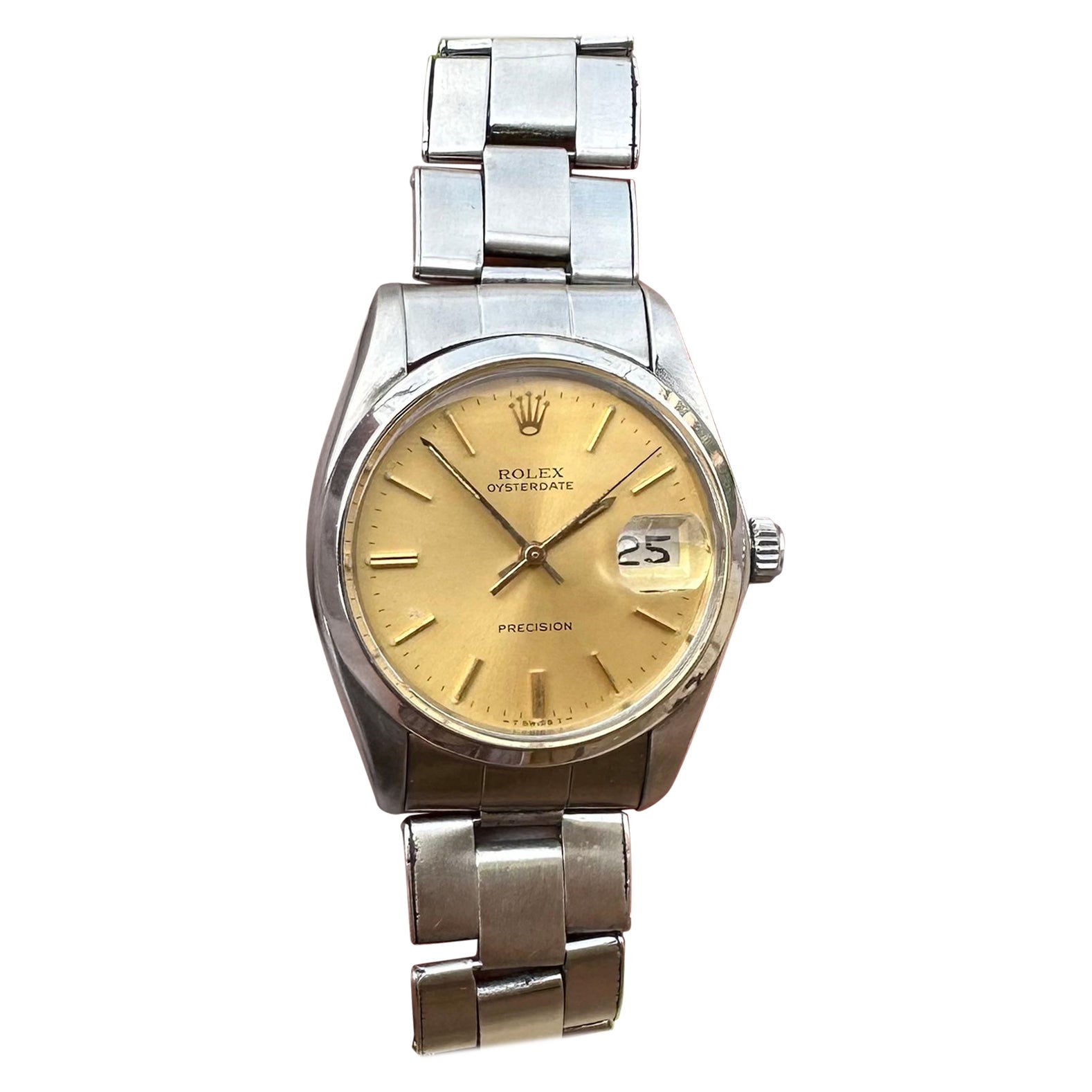 Rolex Oysterdate Precision 6694 Champagner-Zifferblatt Edelstahl-Uhr