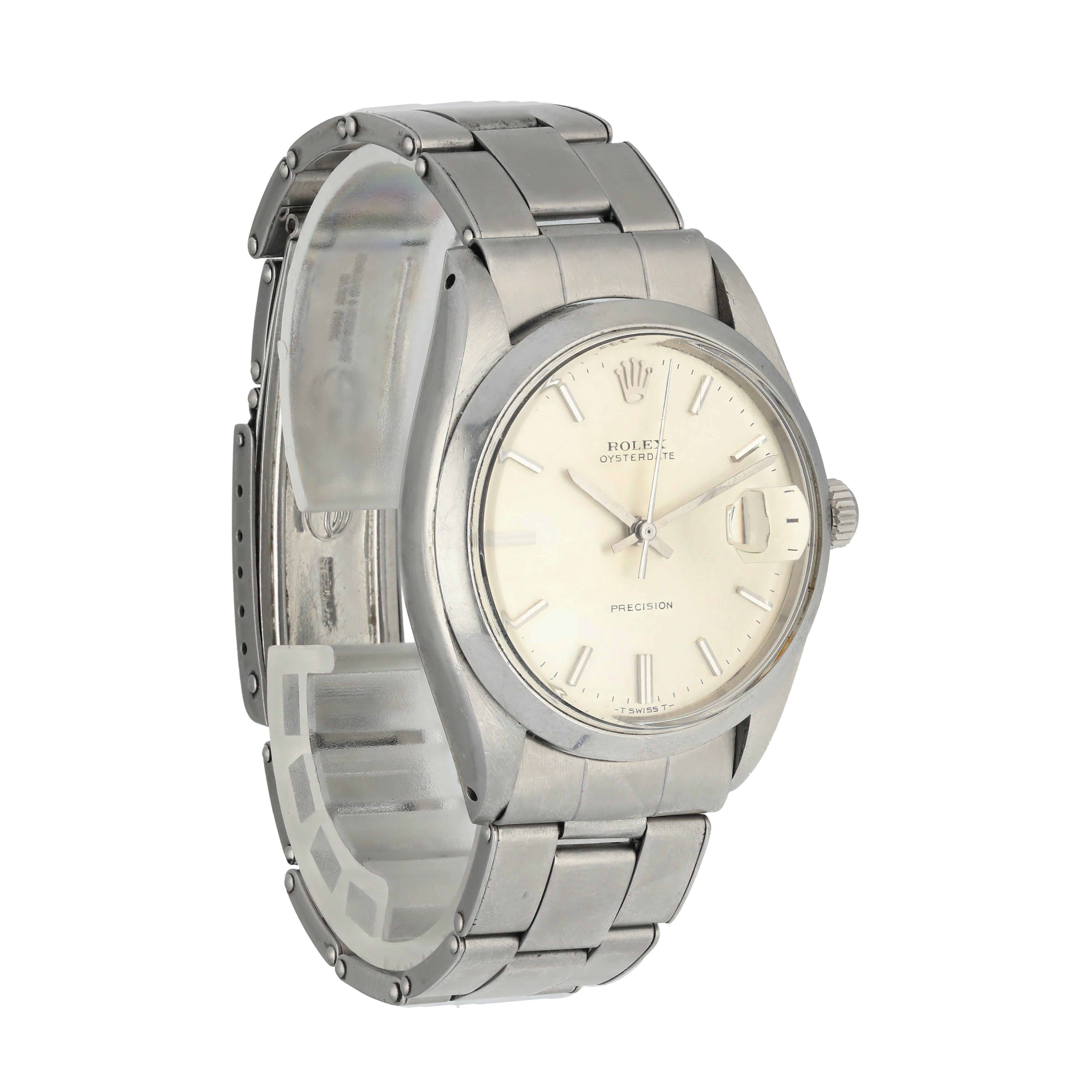 Rolex OysterDate Precision 6694 Men's Watch In Excellent Condition For Sale In New York, NY