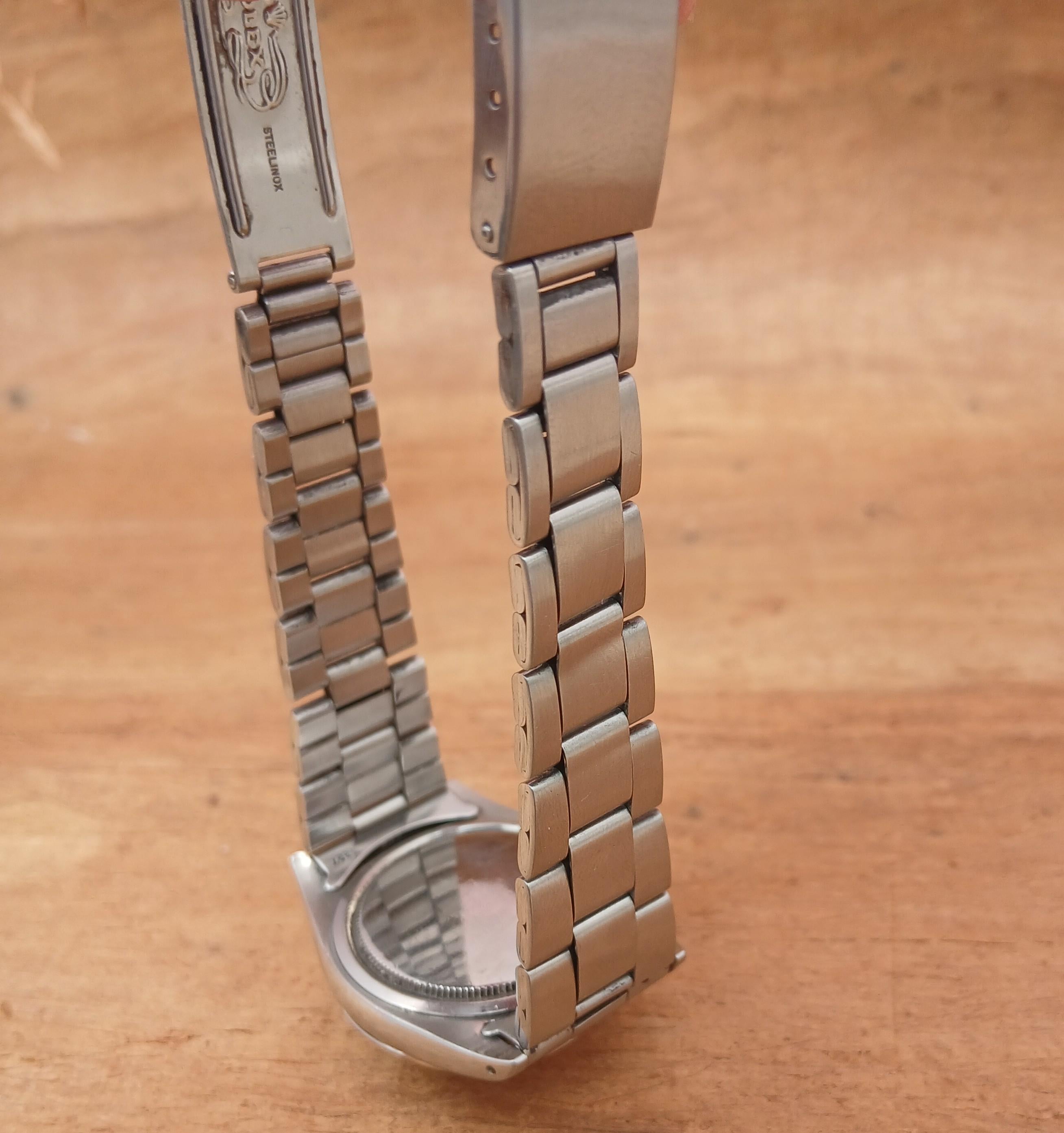 Rolex Oysterdate Precision 6694 Orologio in acciaio inossidabile con quadrante blu raro in vendita 7