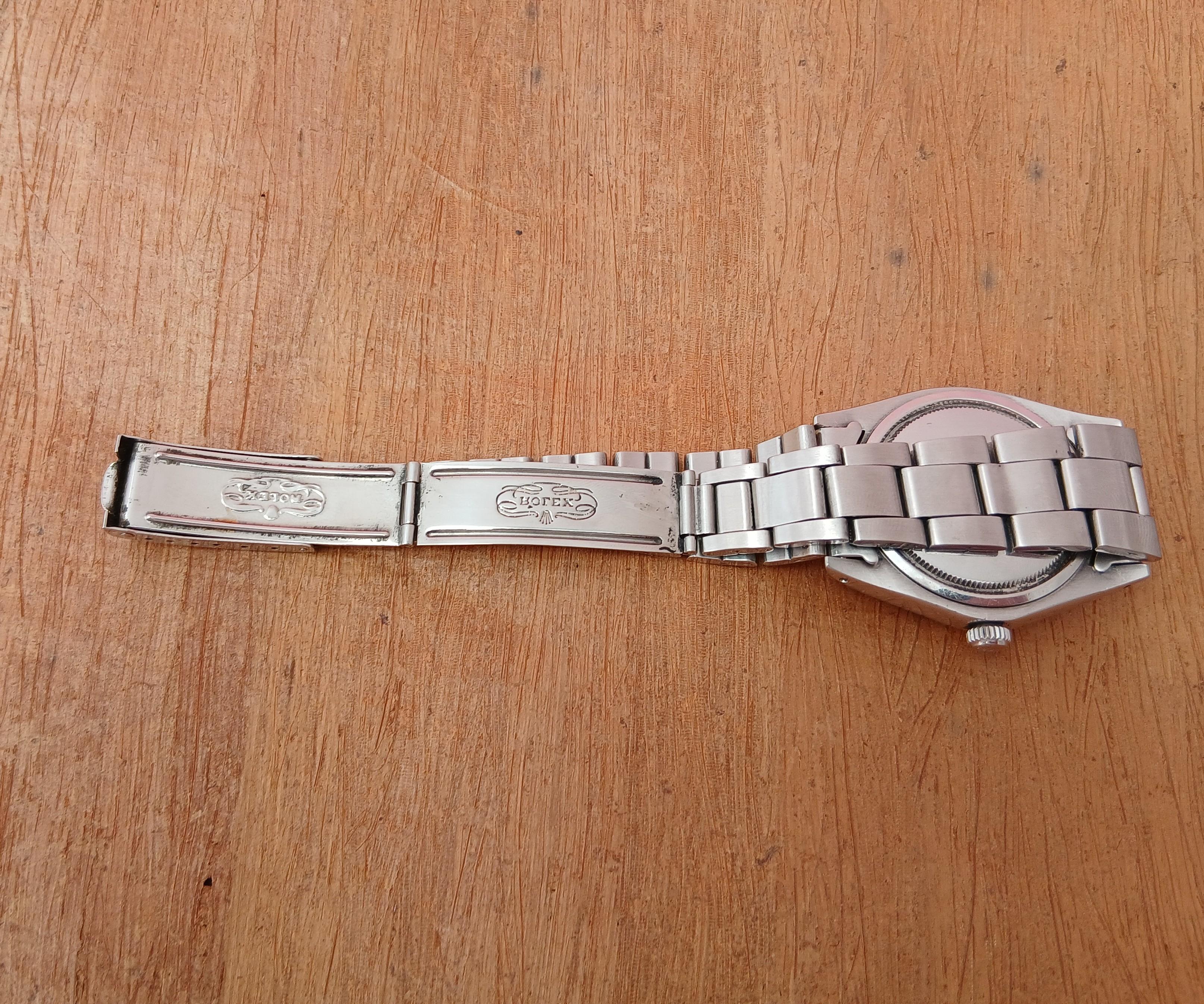 Rolex Oysterdate Precision 6694 Orologio in acciaio inossidabile con quadrante blu raro in vendita 14