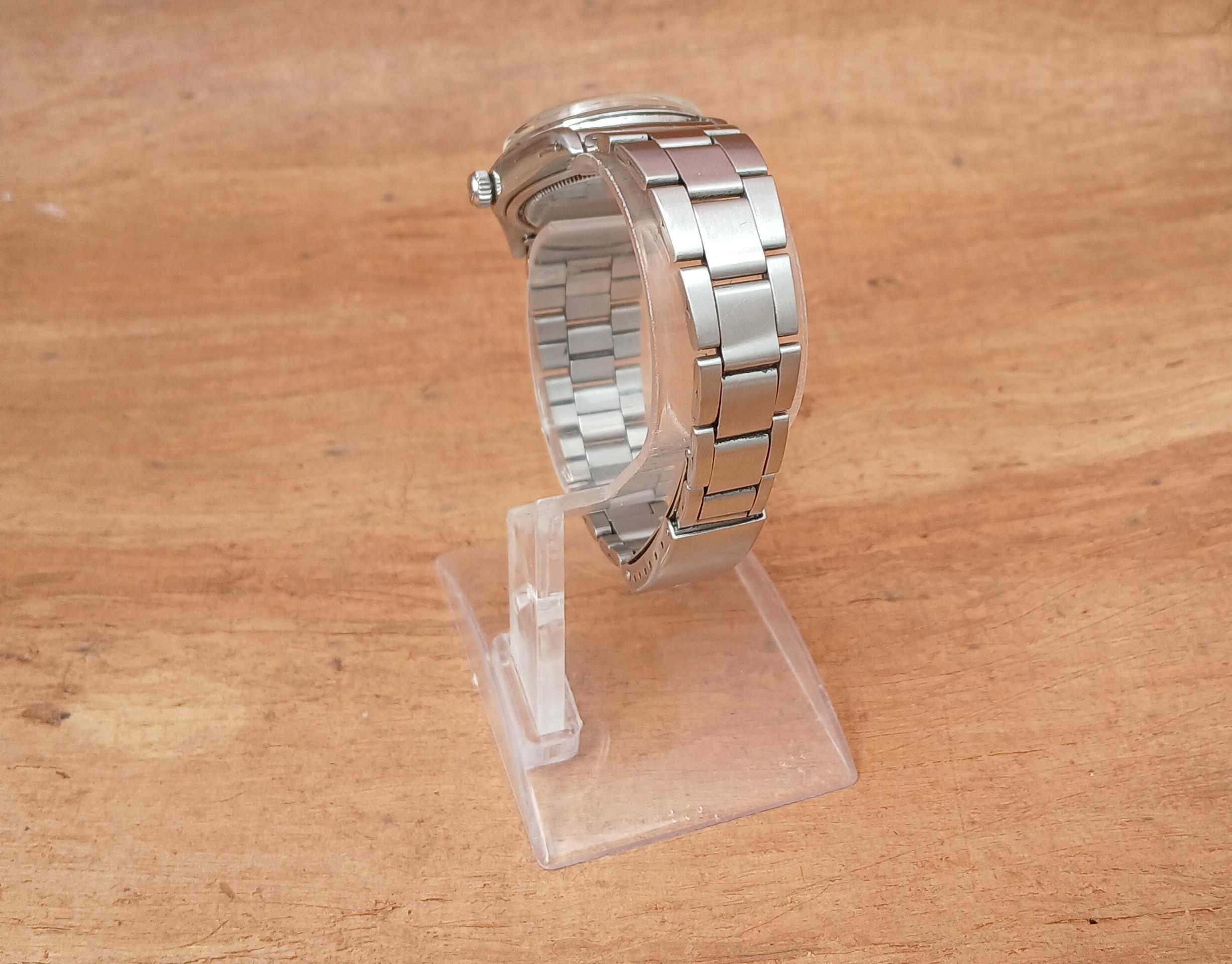 Rolex Oysterdate Precision 6694 Orologio in acciaio inossidabile con quadrante blu raro in vendita 4