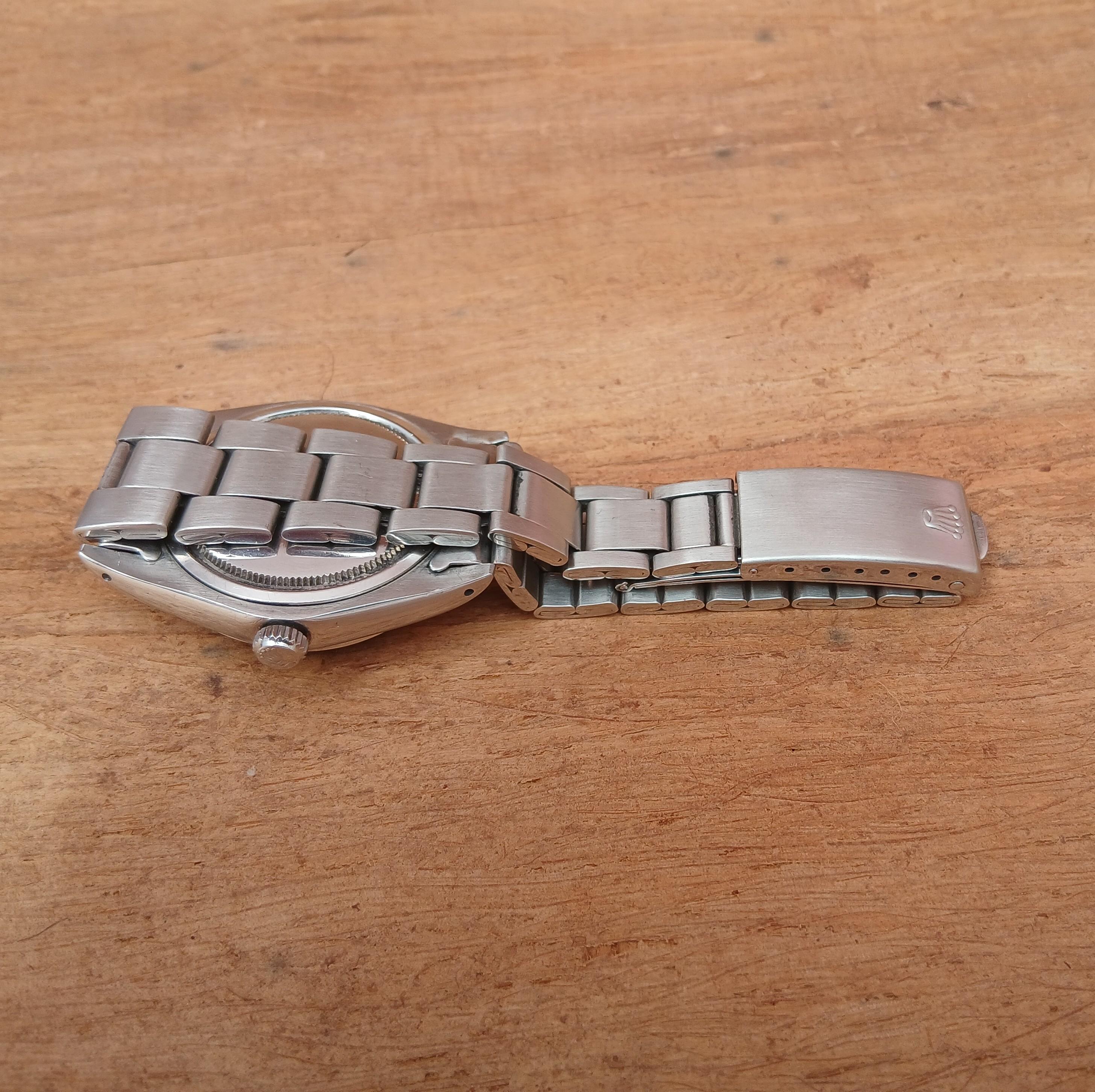 Rolex Oysterdate Precision 6694 Orologio in acciaio inossidabile con quadrante blu raro in vendita 5