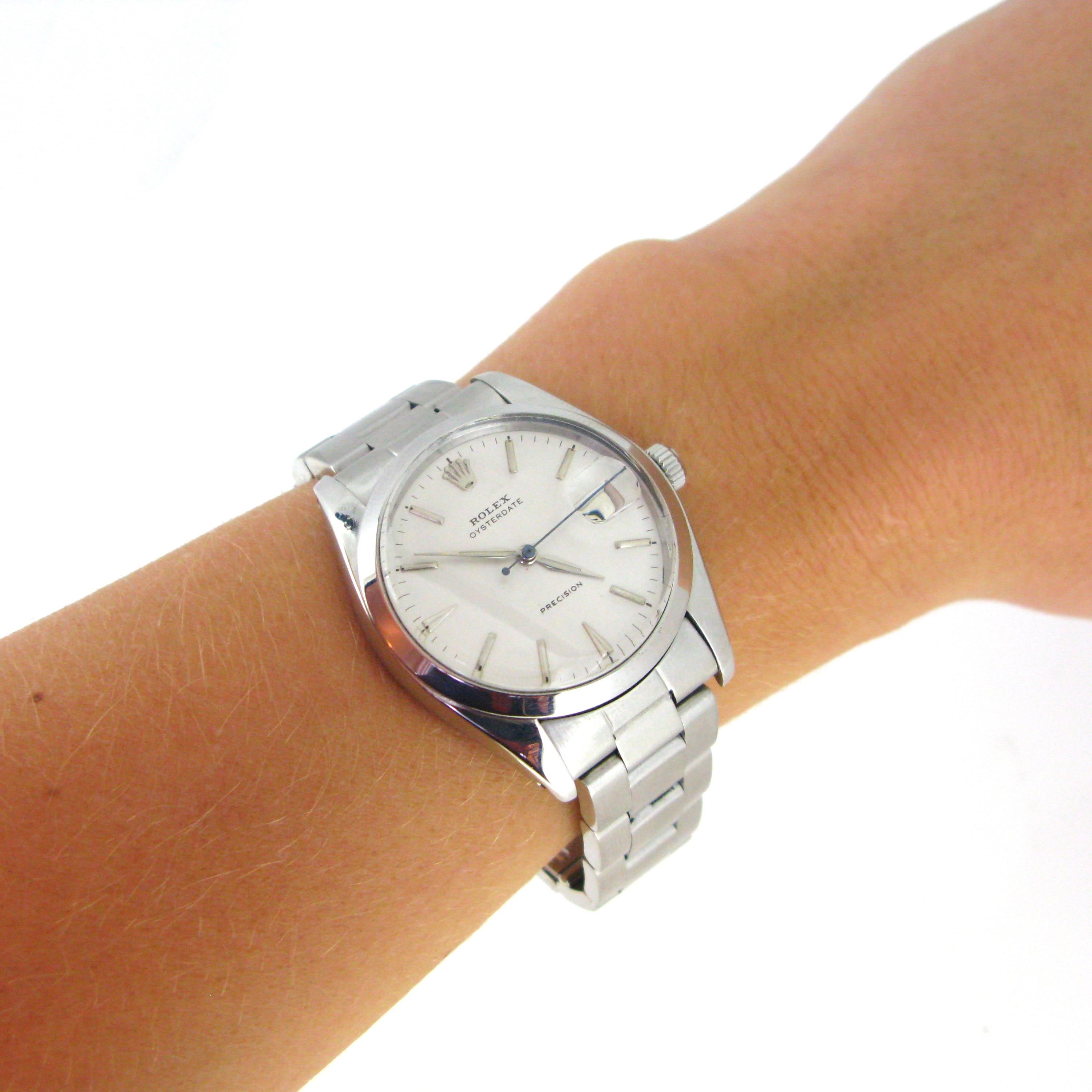 Rolex Oysterdate Precision 6694 Stainless Steel Watch In Excellent Condition In London, GB