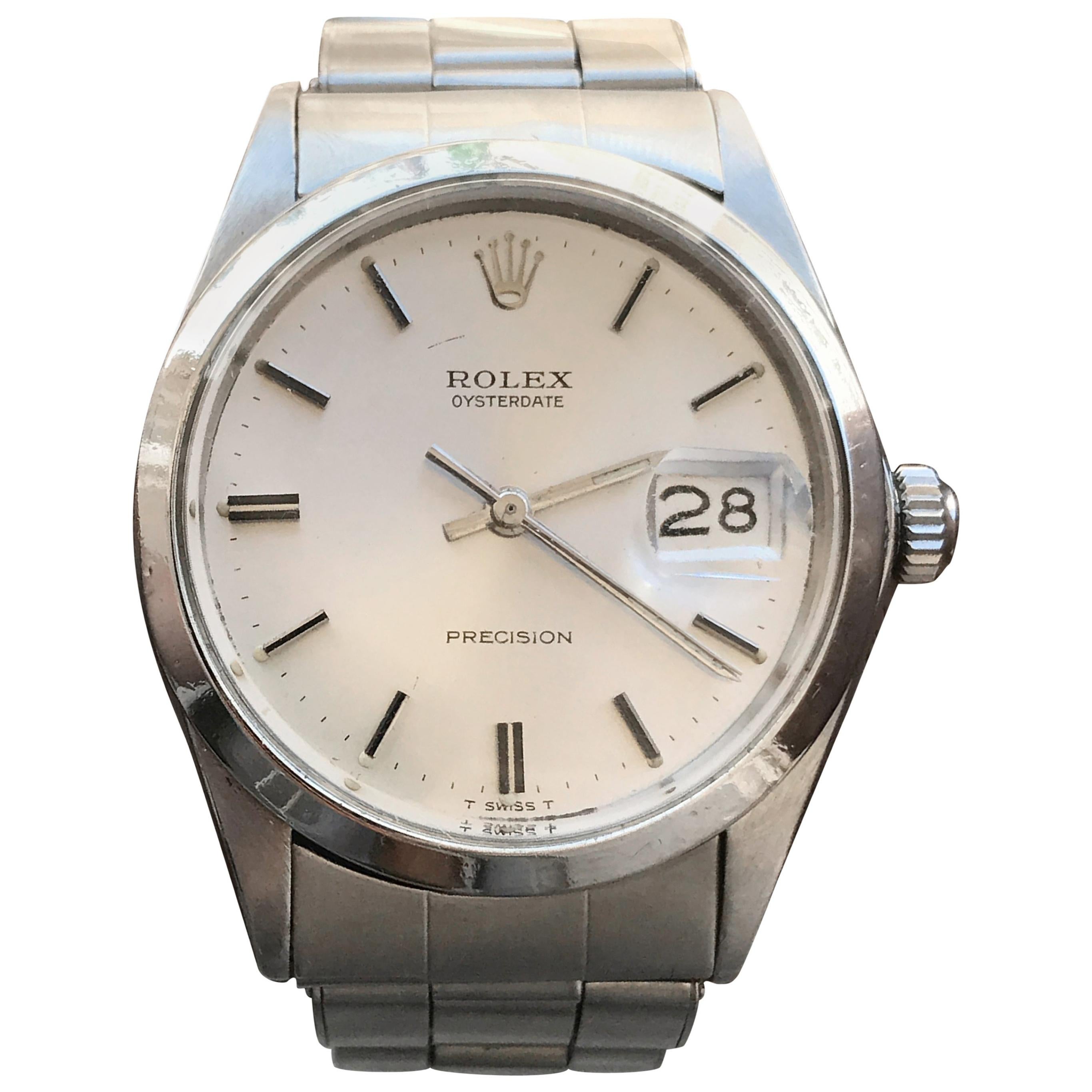 Rolex Oysterdate Precision 6694 Swiss Made 1960s Rivet Band Men's Watch For Sale