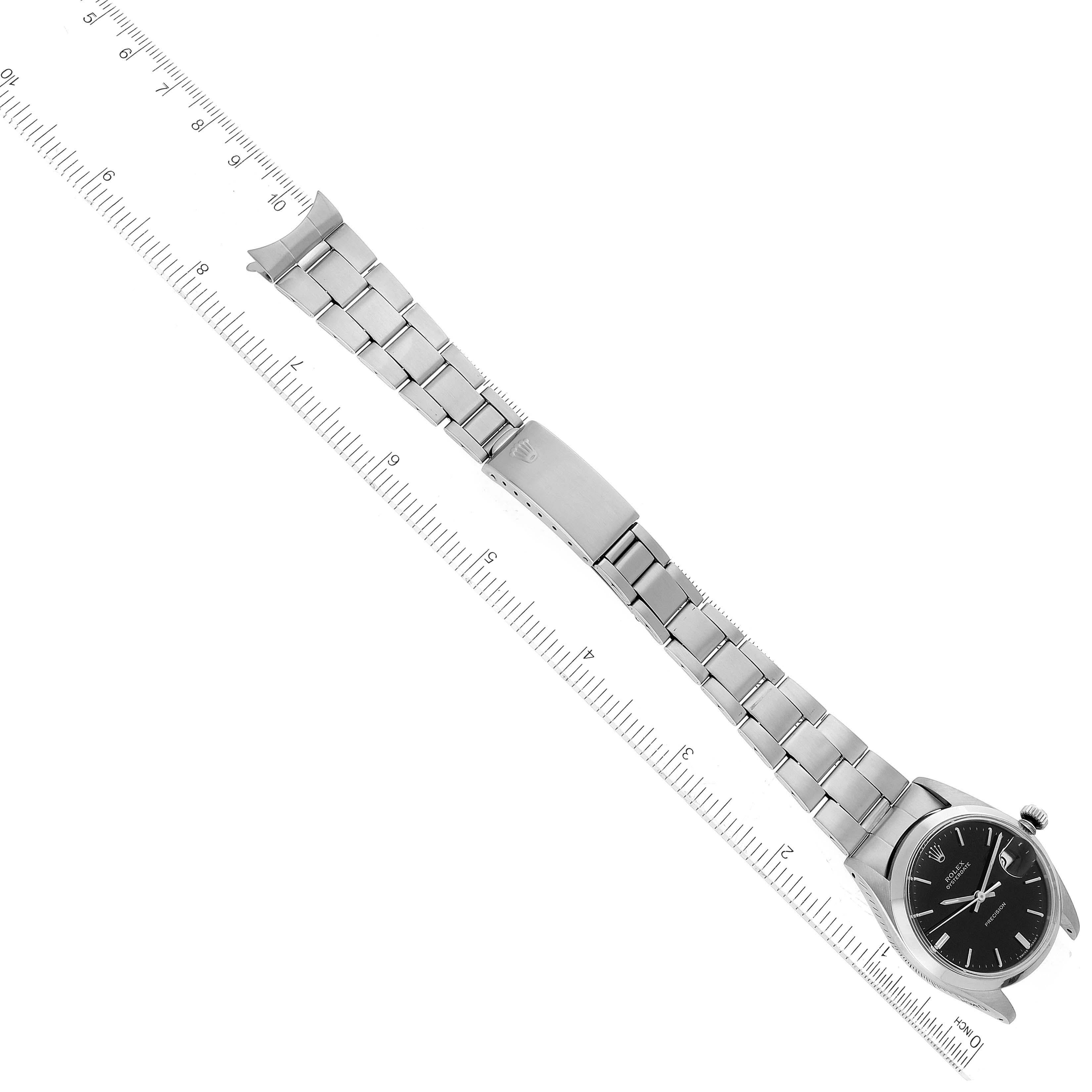 Rolex OysterDate Precision Black Dial Steel Vintage Mens Watch 6694 6