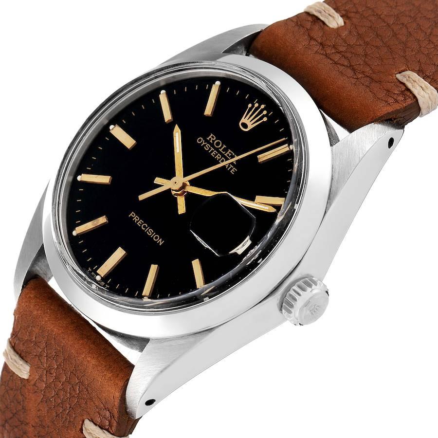 Rolex OysterDate Precision Black Dial Steel Vintage Mens Watch 6694 1