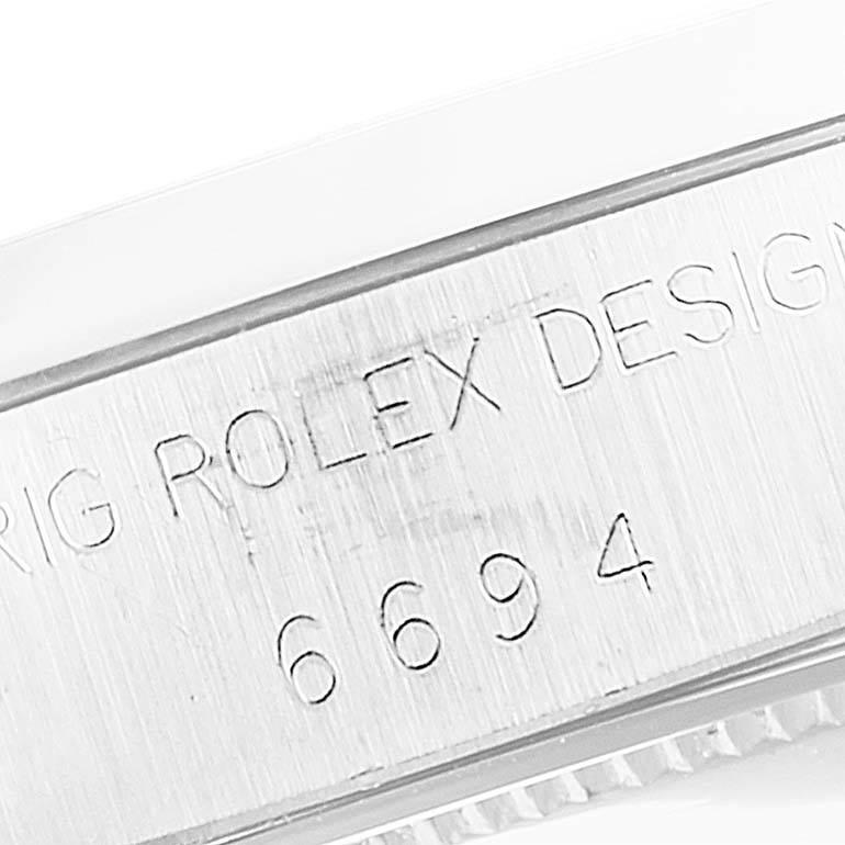 Rolex OysterDate Precision Black Dial Steel Vintage Mens Watch 6694 In Good Condition In Atlanta, GA