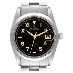 Rolex OysterDate Precision Black Dial Steel Vintage Mens Watch 6694