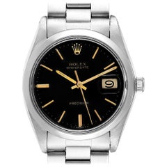 Rolex OysterDate Precision Black Dial Steel Vintage Men's Watch 6694