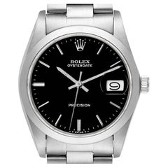 Rolex OysterDate Precision Black Dial Steel Vintage Mens Watch 6694