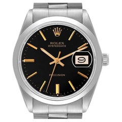Rolex OysterDate Precision Black Gilt Dial Vintage Steel Mens Watch 6694  For Sale at 1stDibs | rolex 6694, rolex precision 6694
