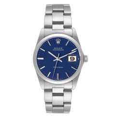 Rolex OysterDate Precision Blue Dial Steel Vintage Mens Watch 6694