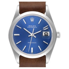 Rolex OysterDate Precision Blue Dial Steel Vintage Mens Watch 6694