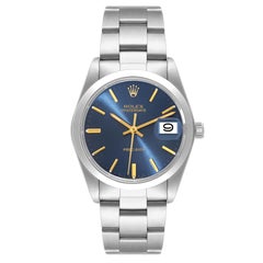 Rolex OysterDate Precision Blue Dial Vintage Steel Mens Watch 6694