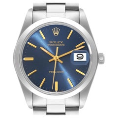 Rolex OysterDate Precision Blue Dial Vintage Steel Mens Watch 6694