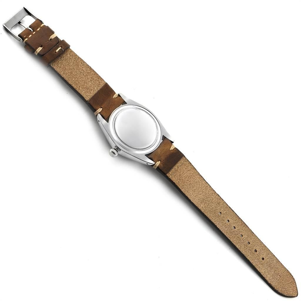 Rolex OysterDate Precision Brown Strap Steel Vintage Men's Watch 6694 7
