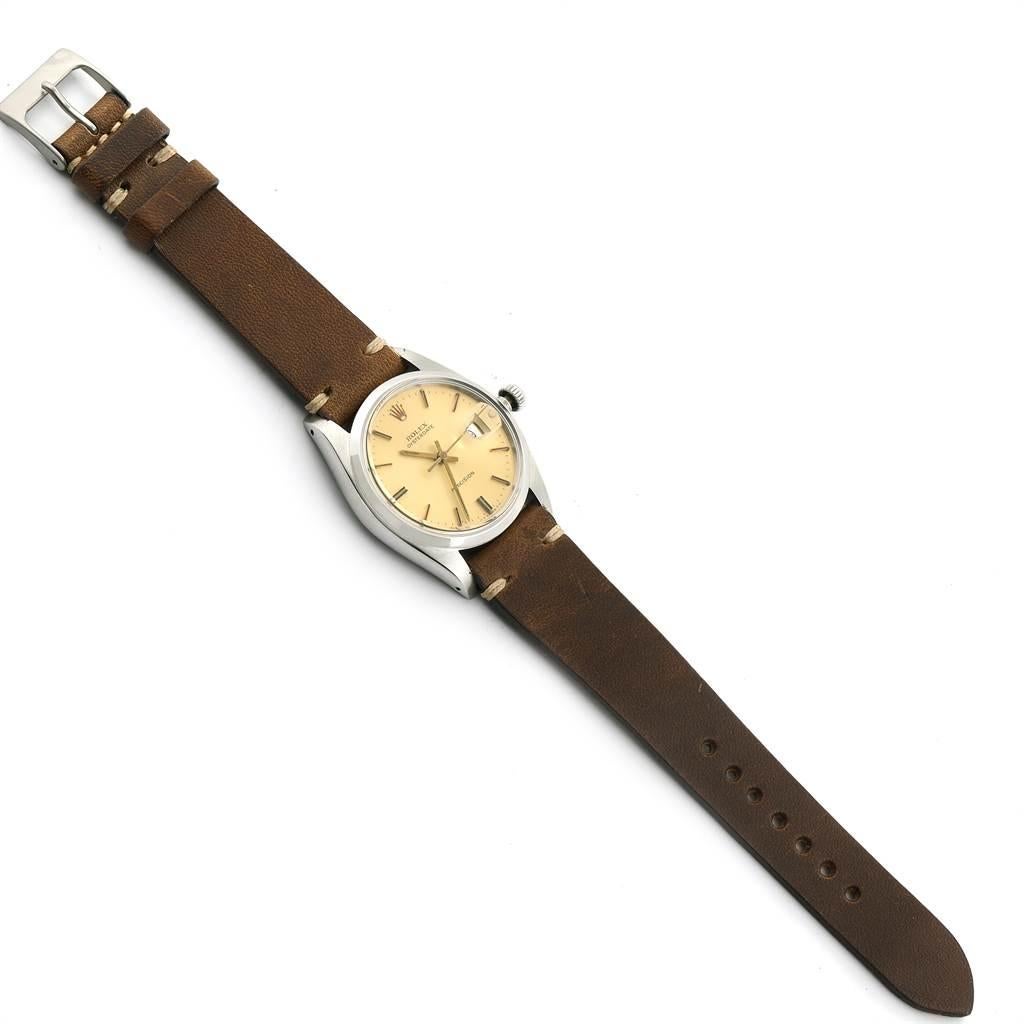 Rolex OysterDate Precision Brown Strap Steel Vintage Men's Watch 6694 8
